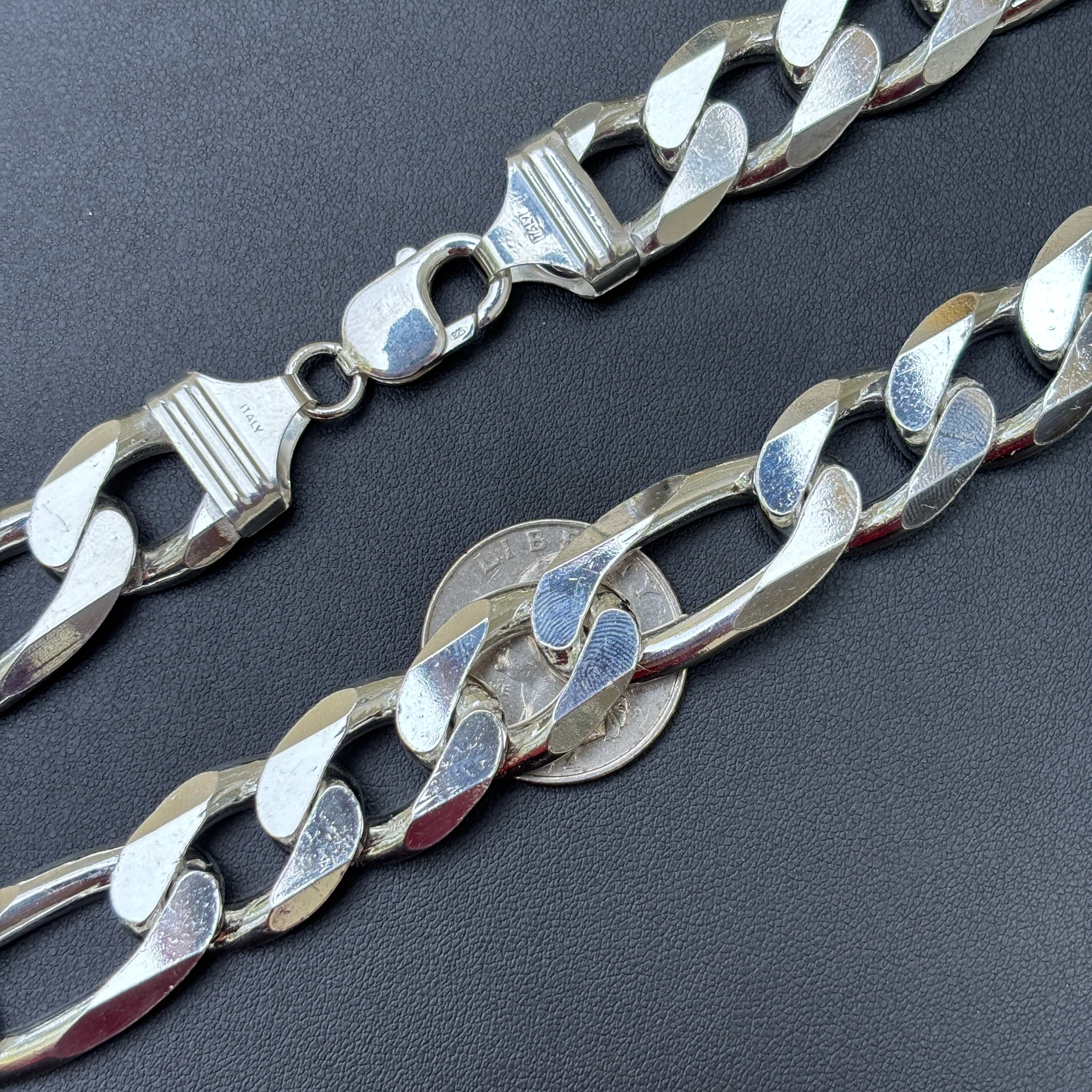 925 Sterling Silver 16mm Figaro Chain Necklace - Image 6