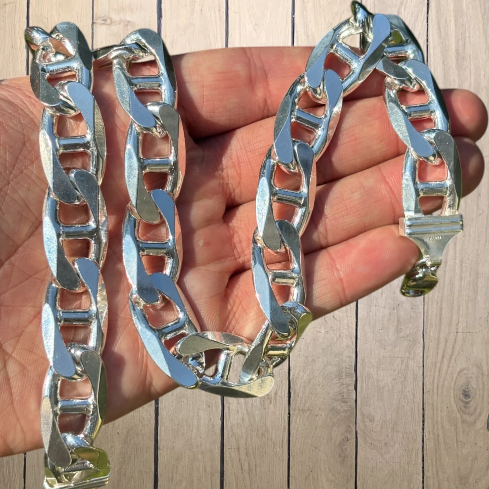 925 Sterling Silver 16mm Mariner Chain Necklace - Image 4