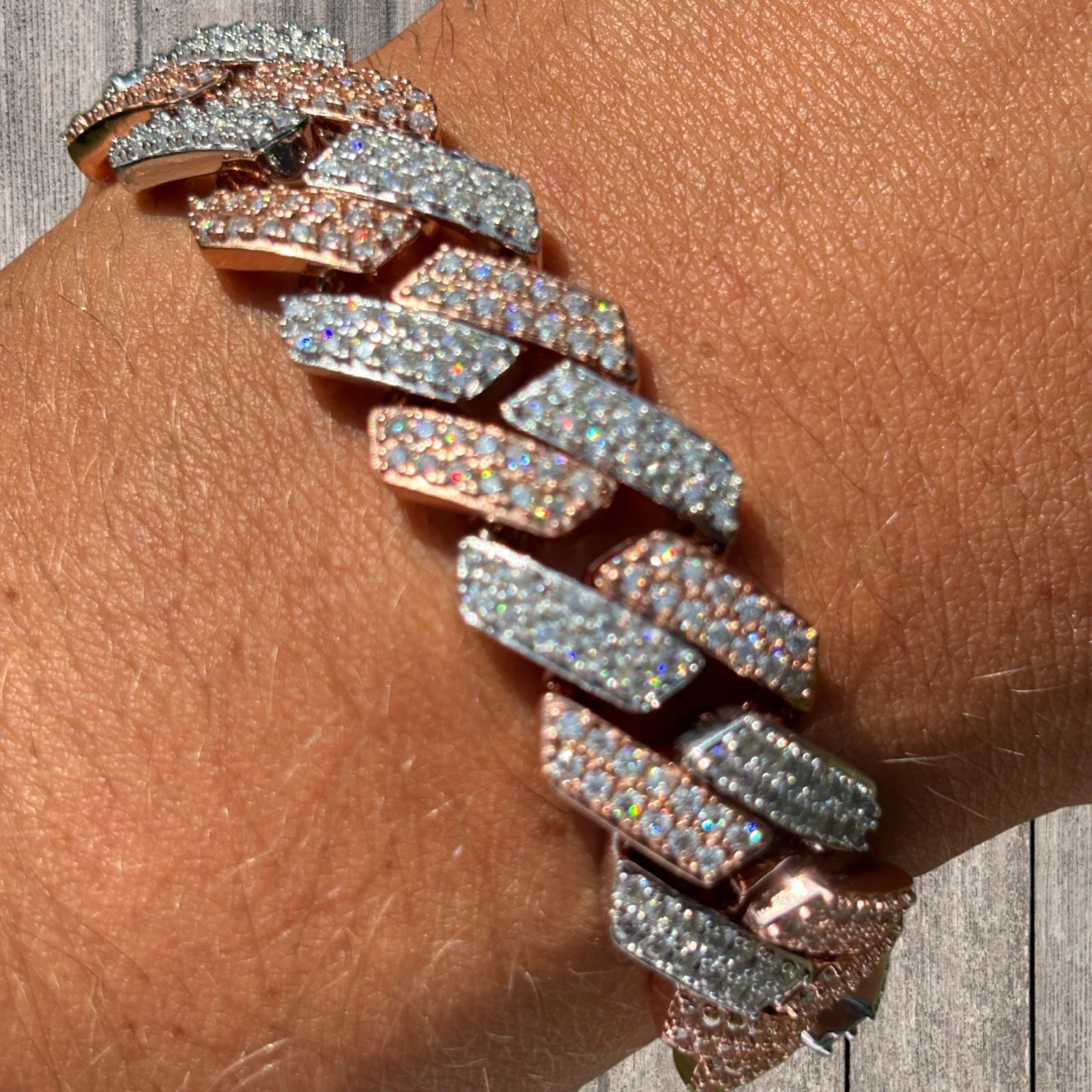 925 Sterling Silver 16mm Moissanite Cuban Prong Bracelet - Image 22