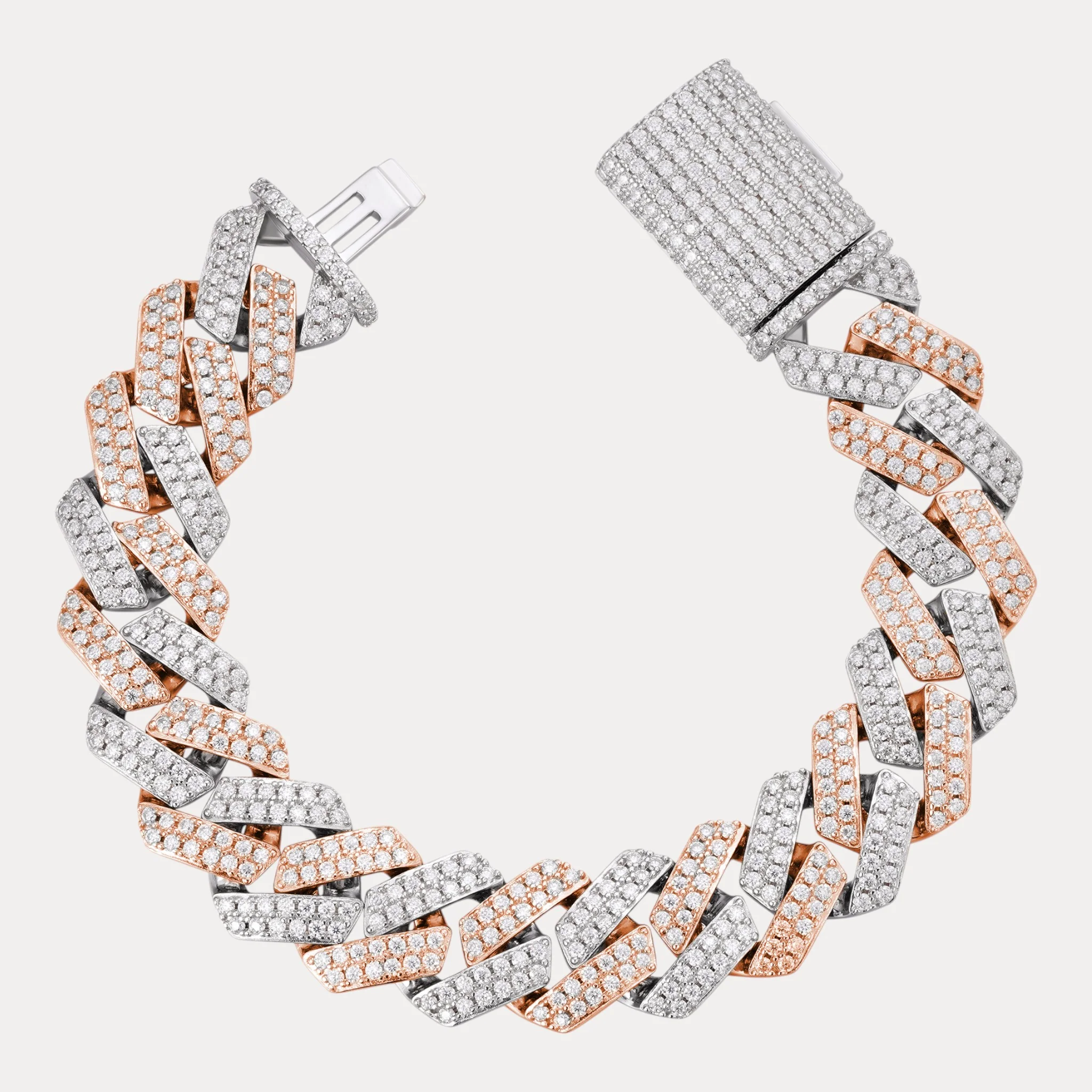 925 Sterling Silver 16mm Moissanite Cuban Prong Bracelet - Image 3
