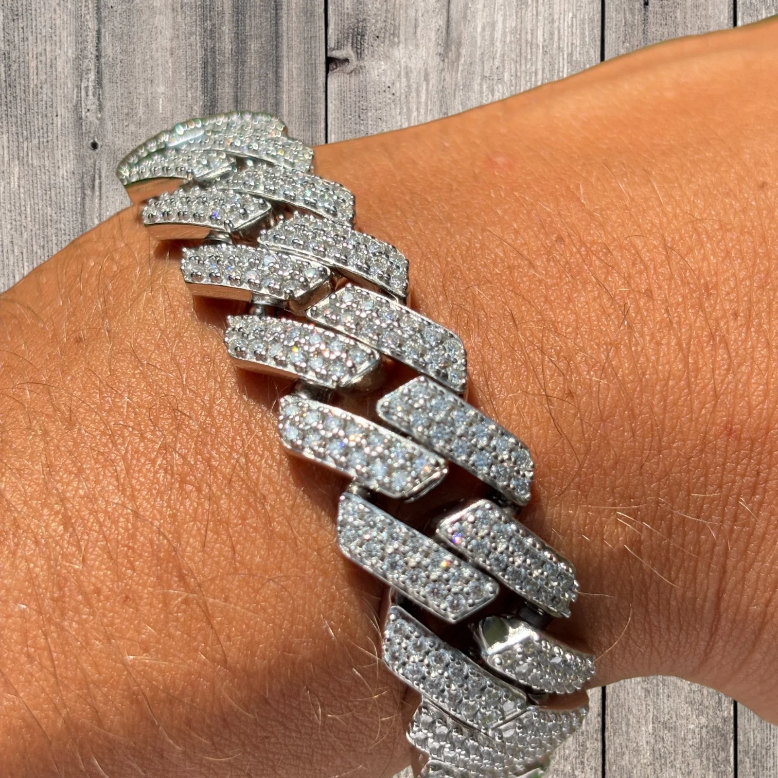 925 Sterling Silver 16mm Moissanite Cuban Prong Bracelet - Image 7