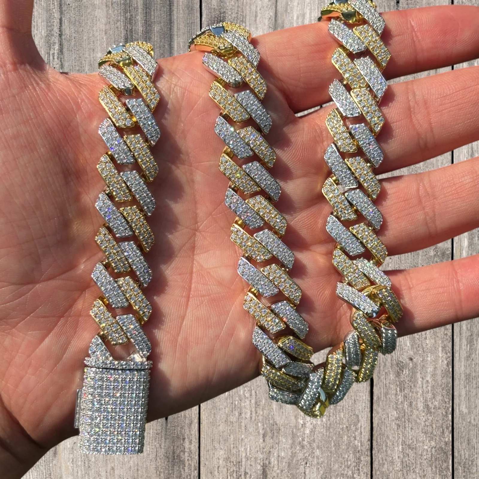 925 Sterling Silver 16mm Moissanite Miami Cuban Prong Chain Necklace - Image 10