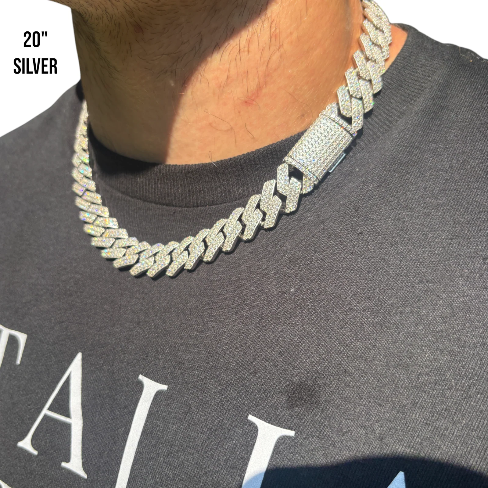 925 Sterling Silver 16mm Moissanite Miami Cuban Prong Chain Necklace - Image 19
