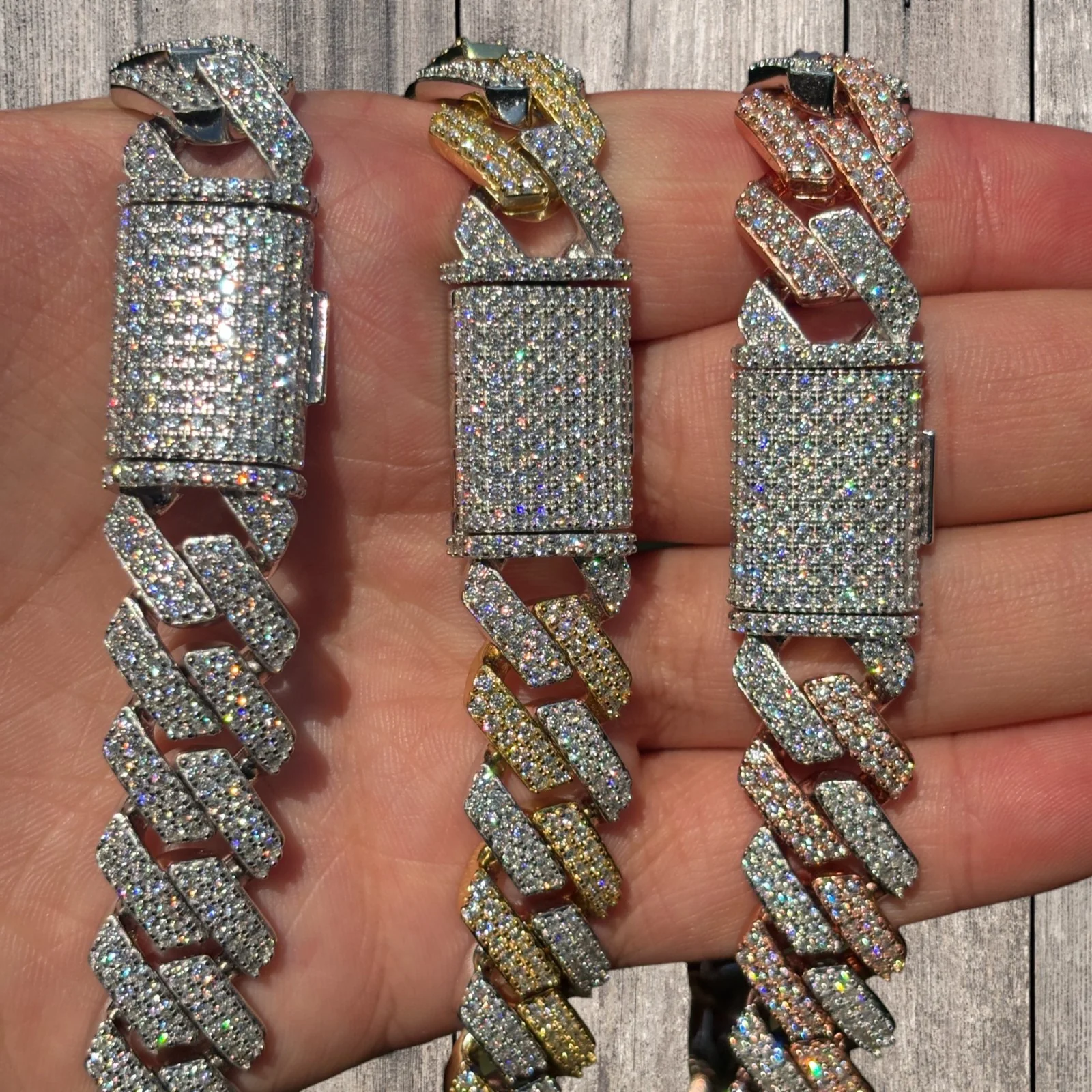 925 Sterling Silver 16mm Moissanite Miami Cuban Prong Chain Necklace - Image 6
