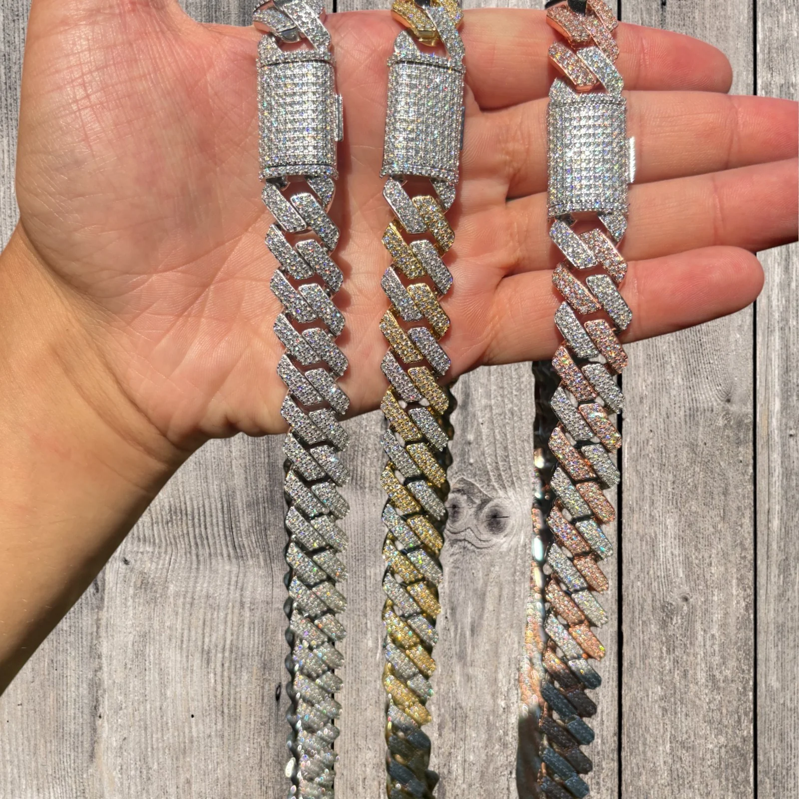 925 Sterling Silver 16mm Moissanite Miami Cuban Prong Chain Necklace - Image 8