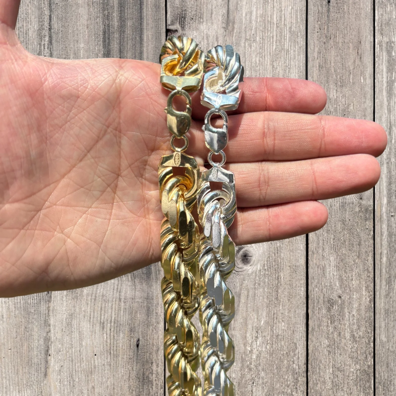 925 Sterling Silver 16mm Diamond Cut Rope Chain Necklace - Image 4
