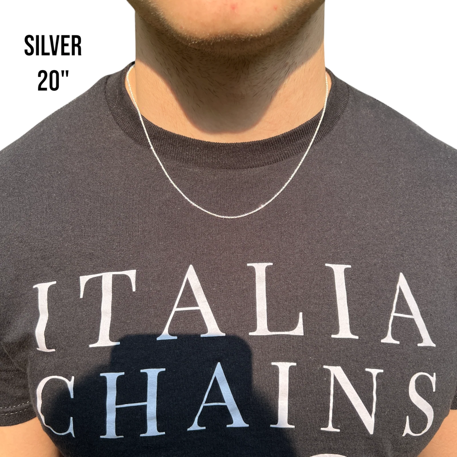 925 Sterling Silver 1mm Sparkle Rock Chain Necklace - Image 13