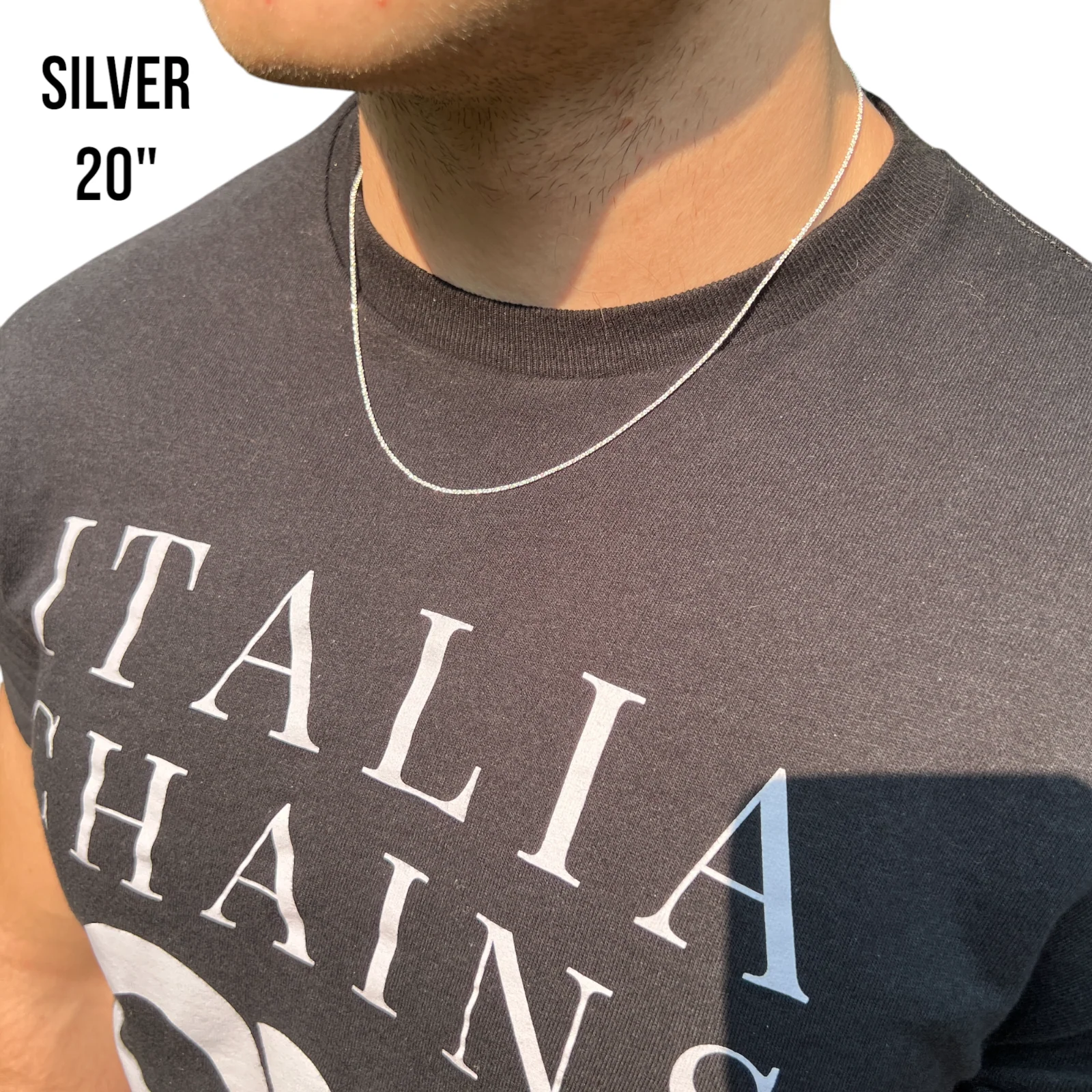 925 Sterling Silver 1mm Sparkle Rock Chain Necklace - Image 14