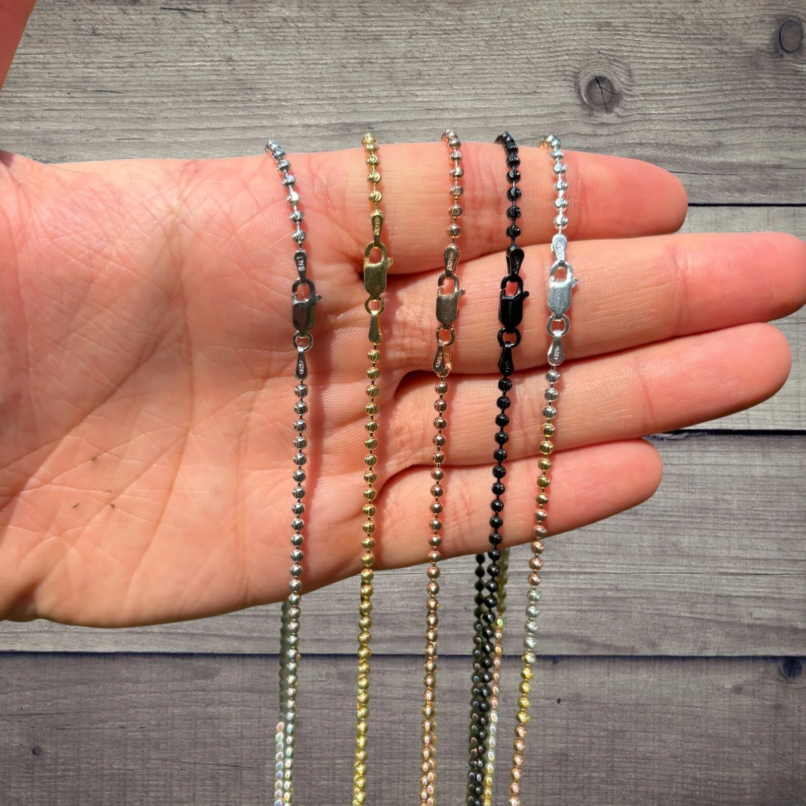925 Sterling Silver 2.5mm Bead Chain Necklace - Image 7