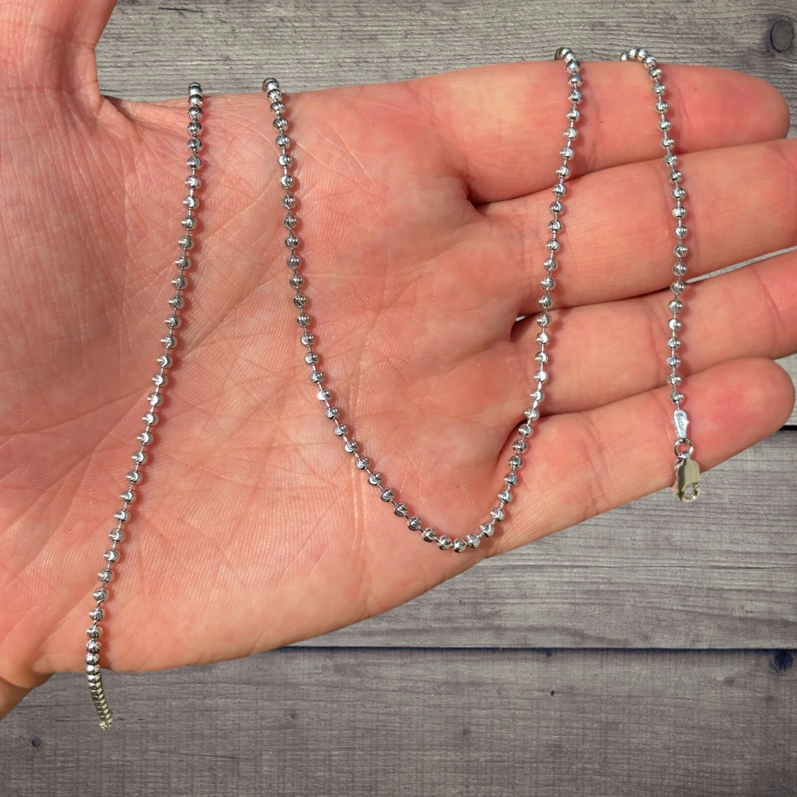 925 Sterling Silver 2.5mm Bead Chain Necklace - Image 8