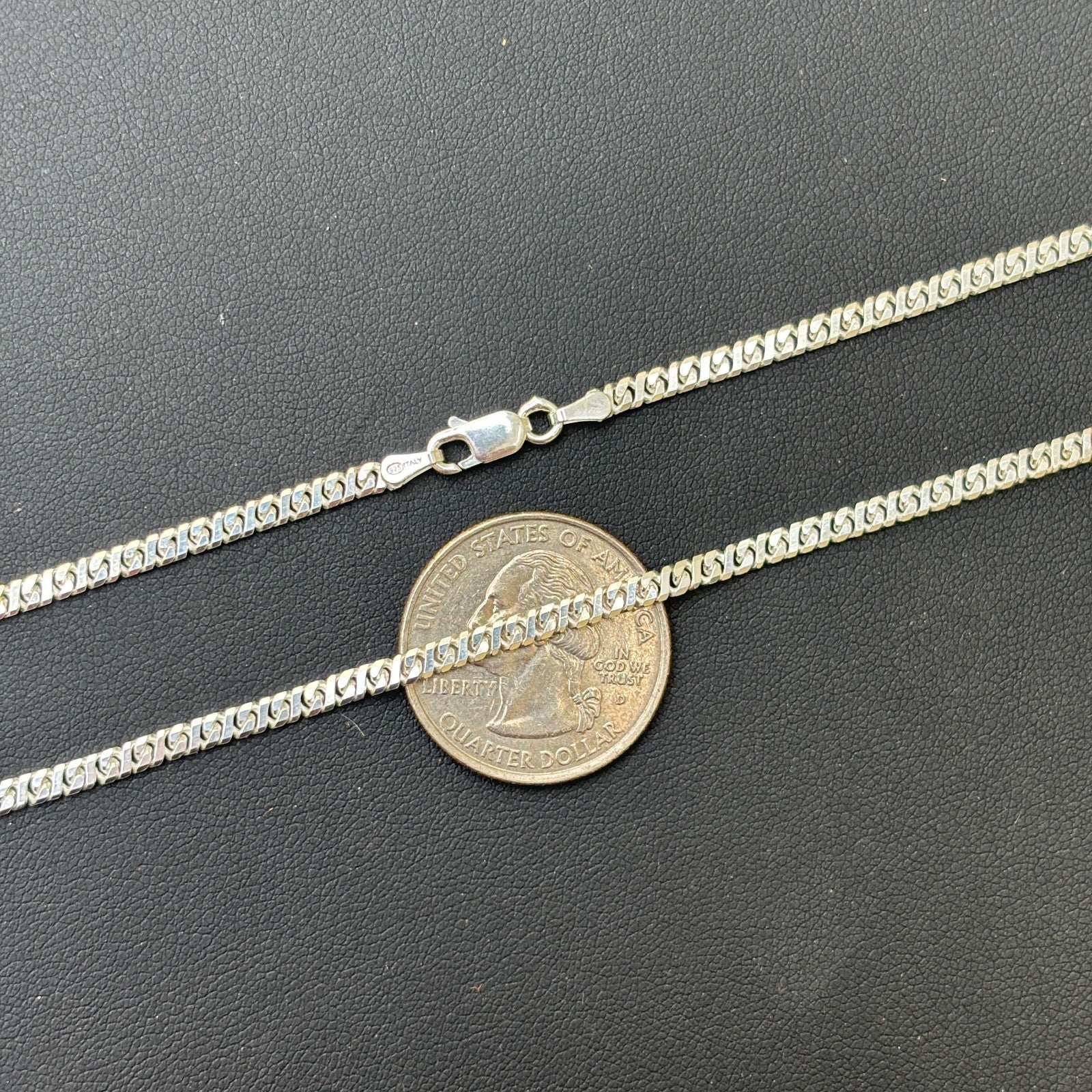 925 Sterling Silver 2.5mm Dollar Chain Necklace - Image 8