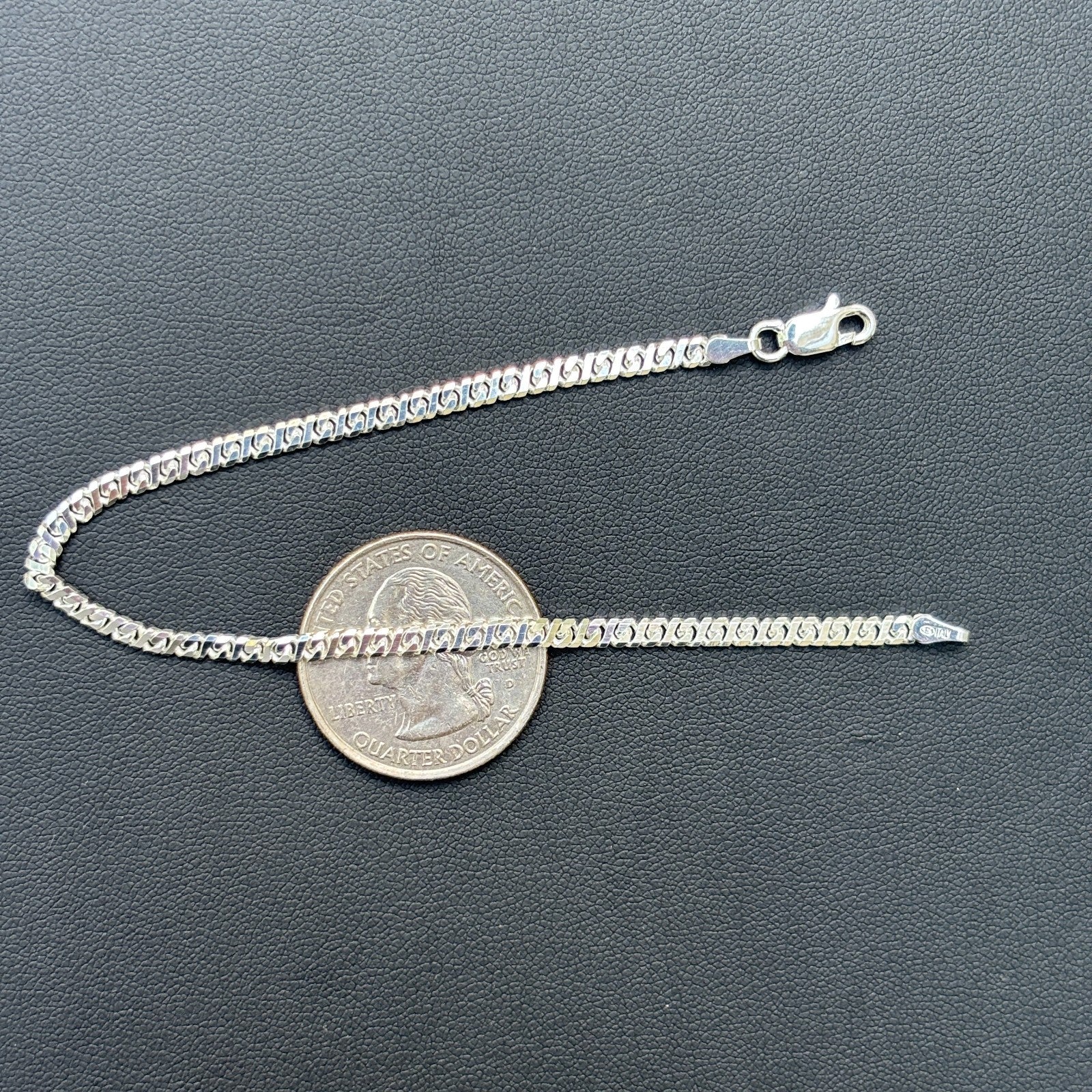 925 Sterling Silver 2.5mm Dollar Link Bracelet - Image 10