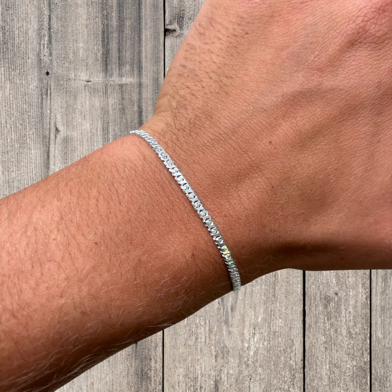 925 Sterling Silver 2.5mm Dollar Link Bracelet - Image 11
