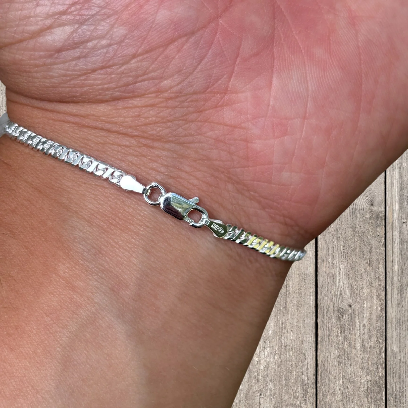 925 Sterling Silver 2.5mm Dollar Link Bracelet - Image 14