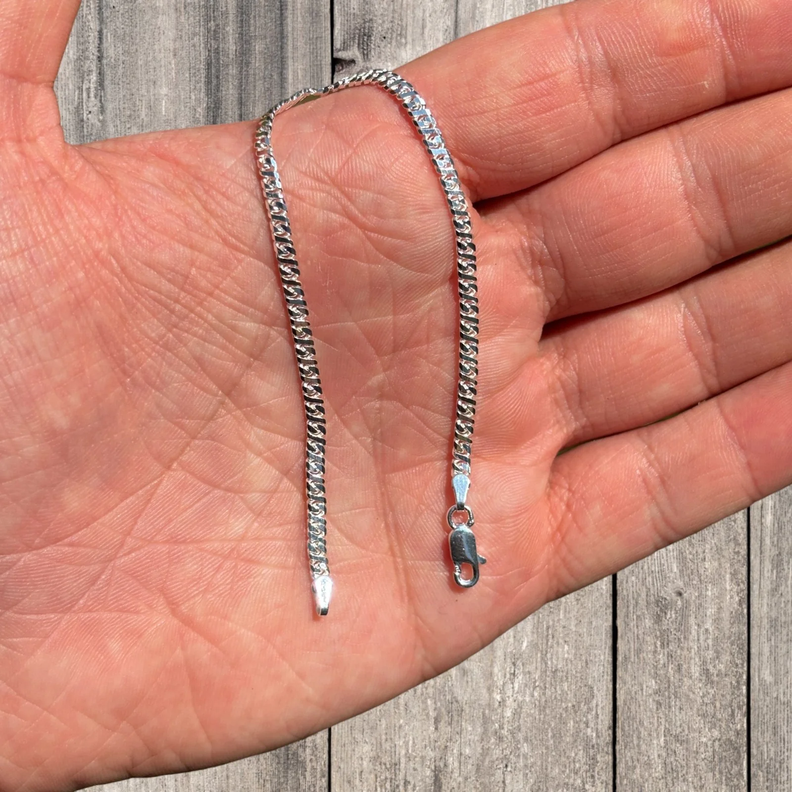 925 Sterling Silver 2.5mm Dollar Link Bracelet - Image 3