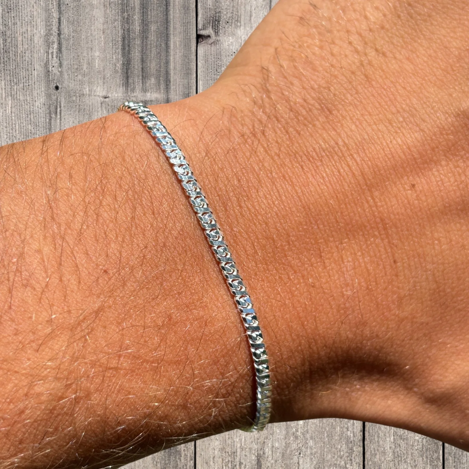 925 Sterling Silver 2.5mm Dollar Link Bracelet - Image 4