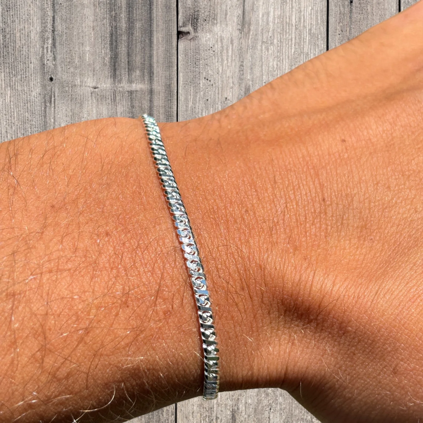 925 Sterling Silver 2.5mm Dollar Link Bracelet - Image 5