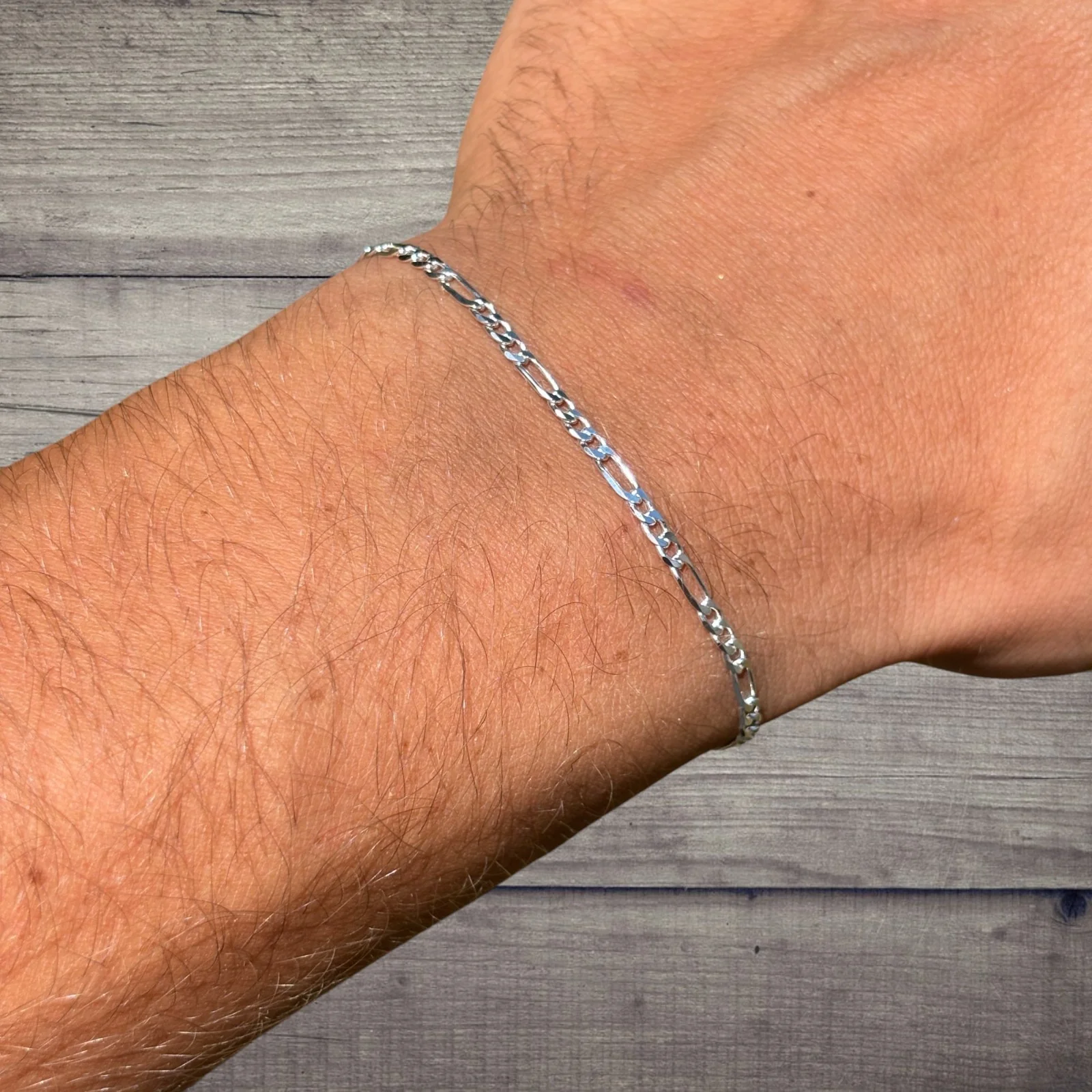 925 Sterling Silver 2.5mm Figaro Bracelet - Image 10