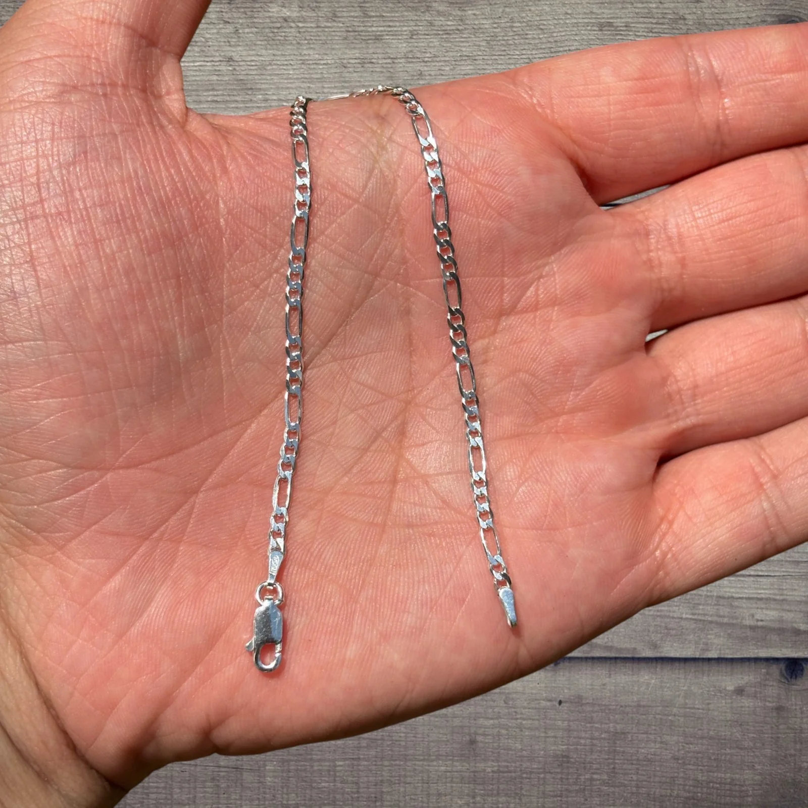 925 Sterling Silver 2.5mm Figaro Bracelet - Image 4