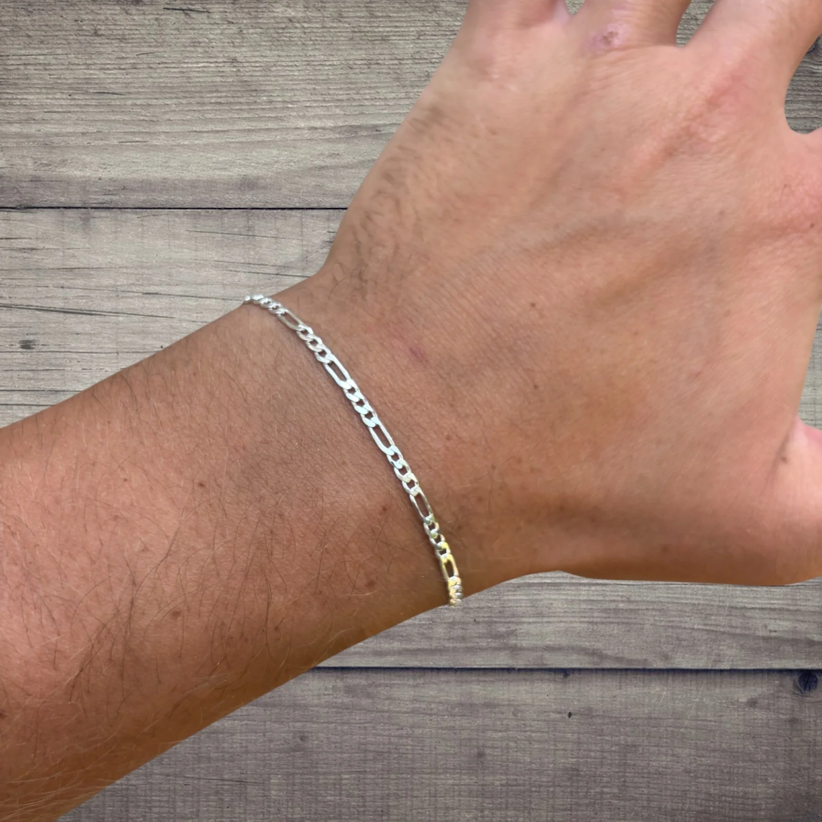 925 Sterling Silver 2.5mm Figaro Bracelet - Image 6