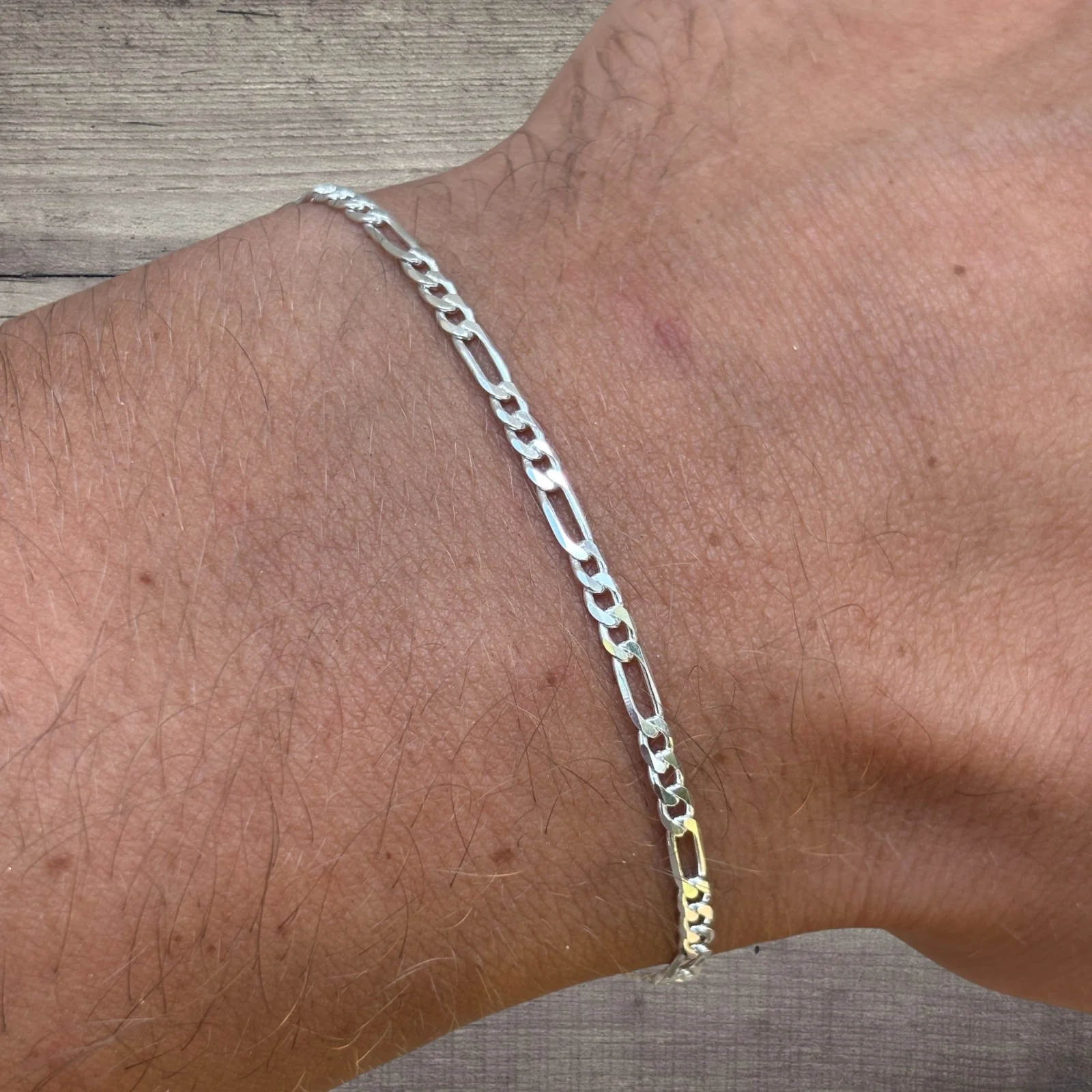 925 Sterling Silver 2.5mm Figaro Bracelet - Image 7