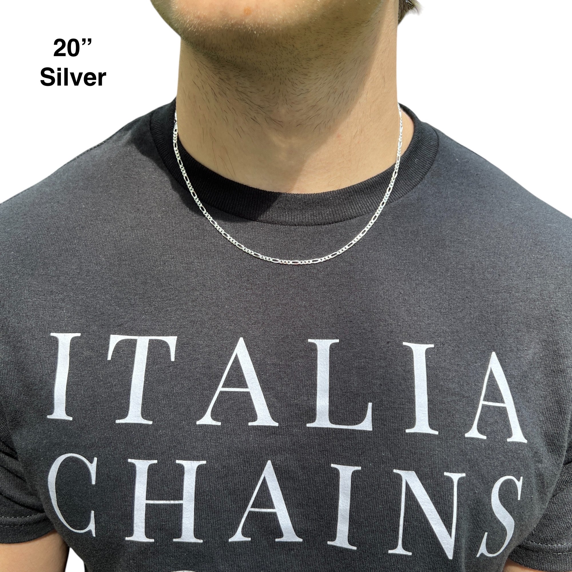 925 Sterling Silver 2.5mm Figaro Chain Necklace - Image 10
