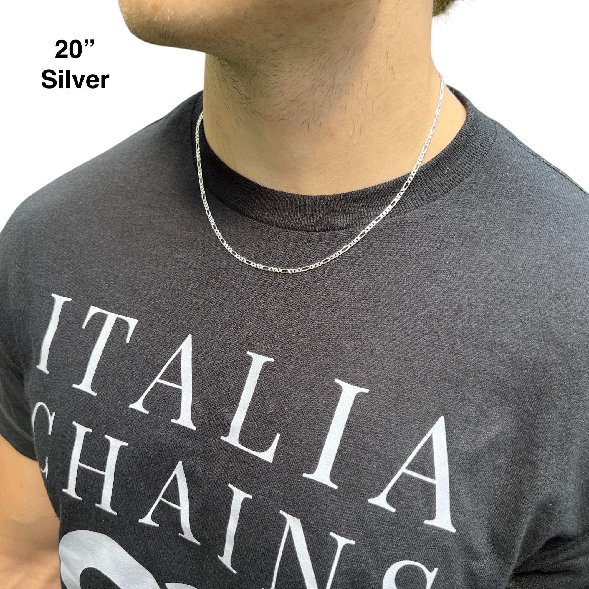 925 Sterling Silver 2.5mm Figaro Chain Necklace - Image 11