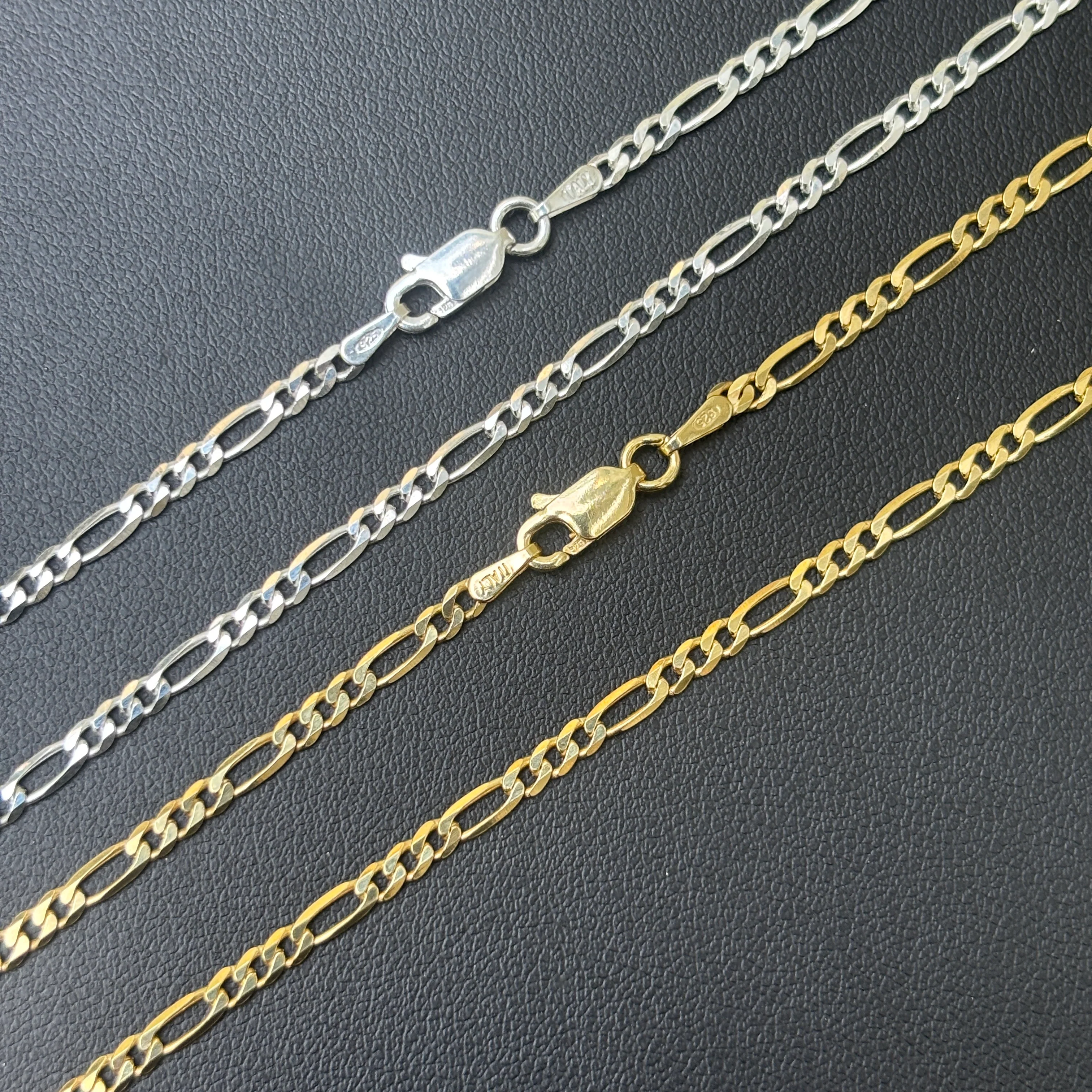 925 Sterling Silver 2.5mm Figaro Chain Necklace - Image 3