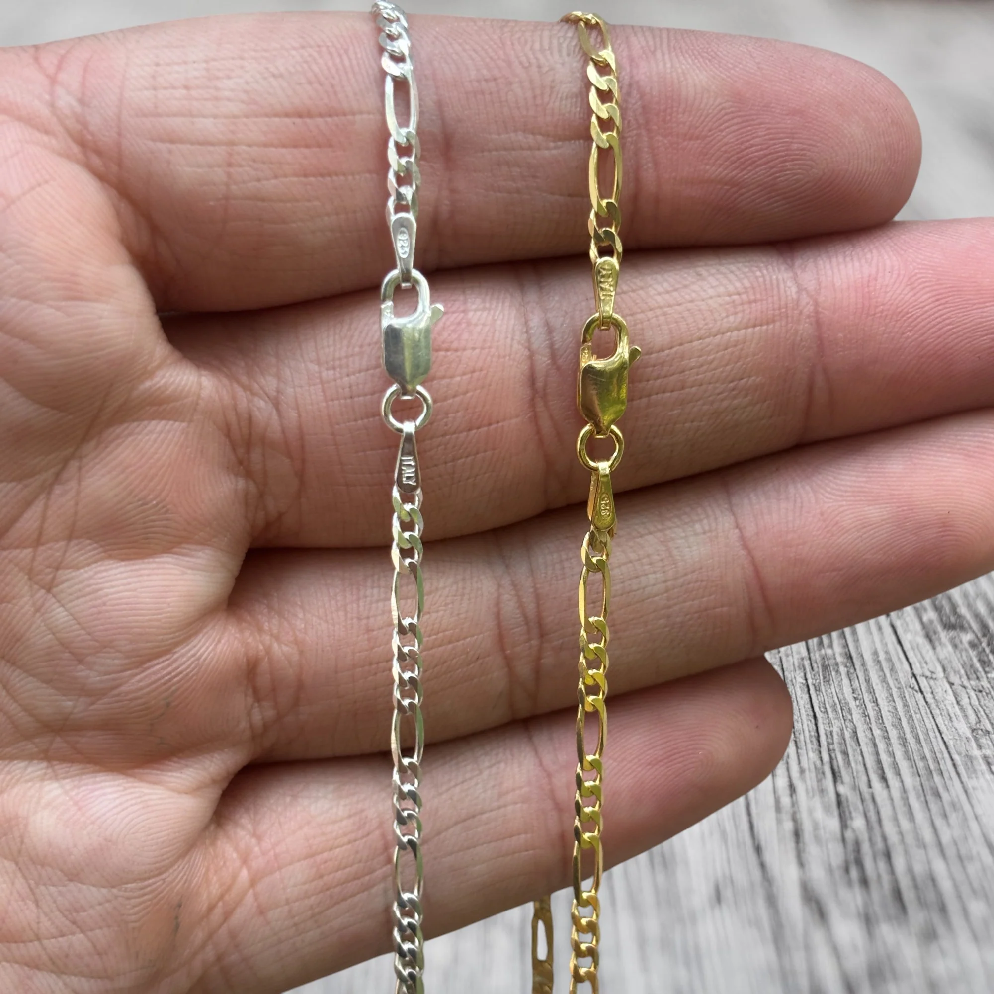 925 Sterling Silver 2.5mm Figaro Chain Necklace - Image 6