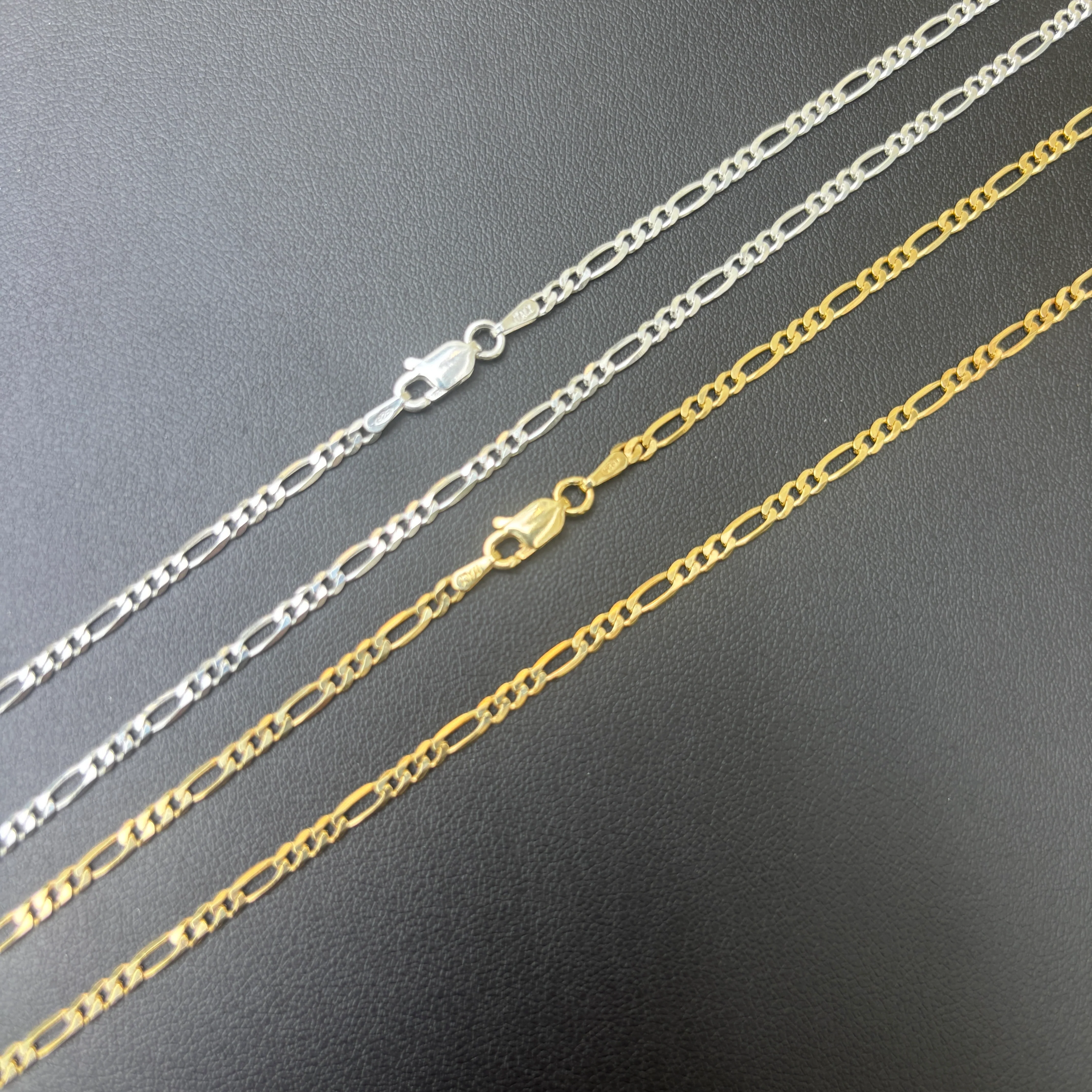 925 Sterling Silver 2.5mm Figaro Chain Necklace - Image 8