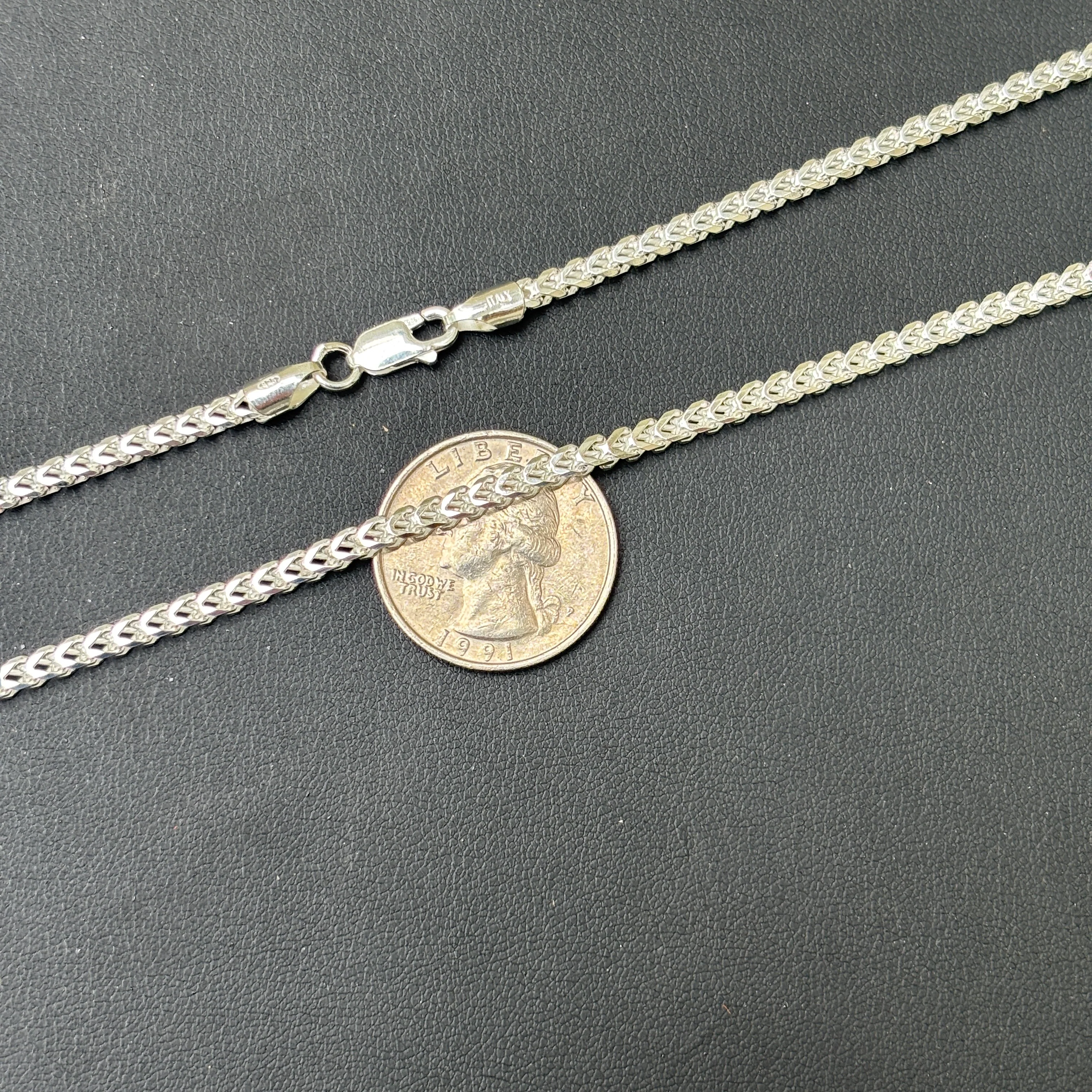 925 Sterling Silver 2.5mm Franco Chain Necklace - Image 14