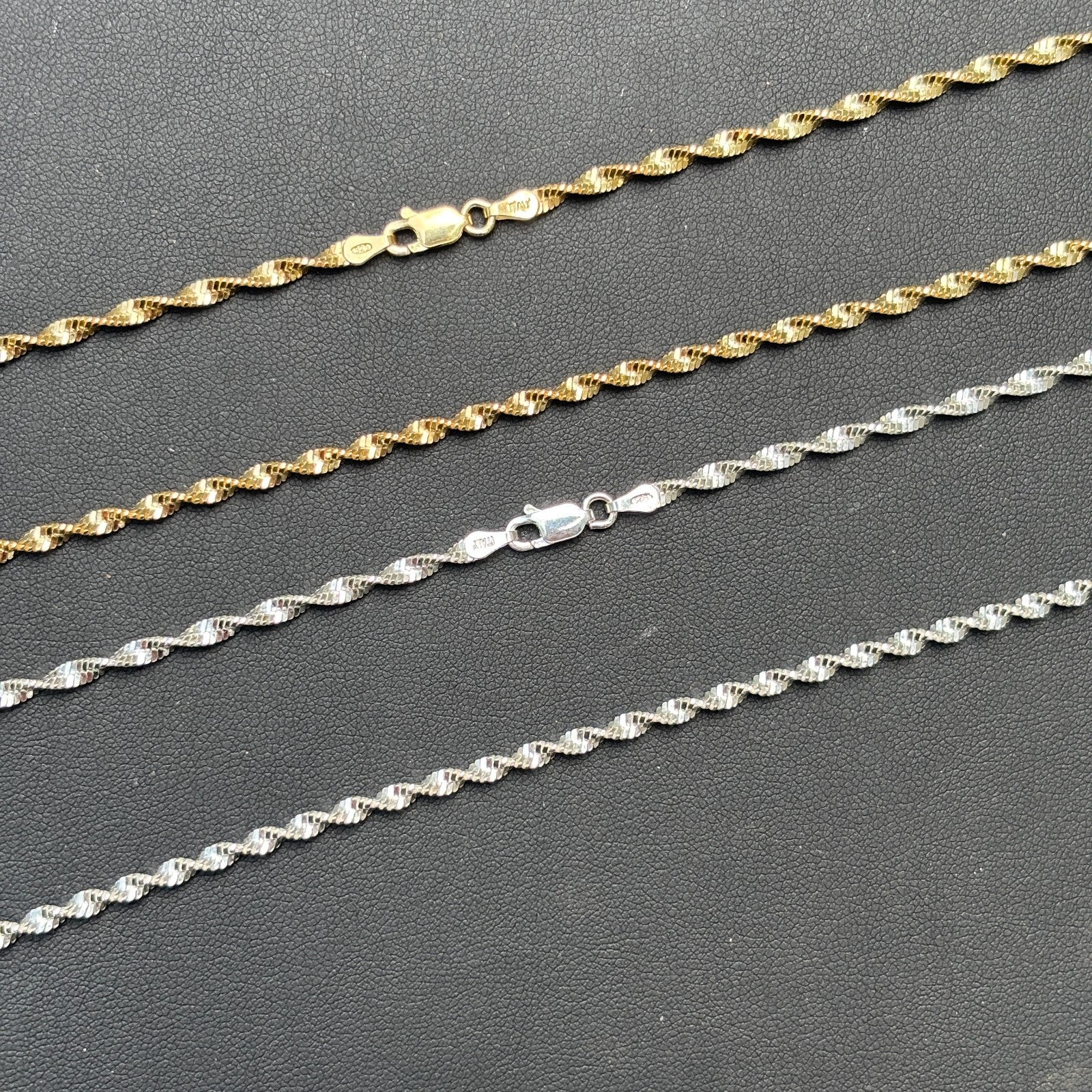 925 Sterling Silver 2.5mm Singapore Chain Necklace - Image 8