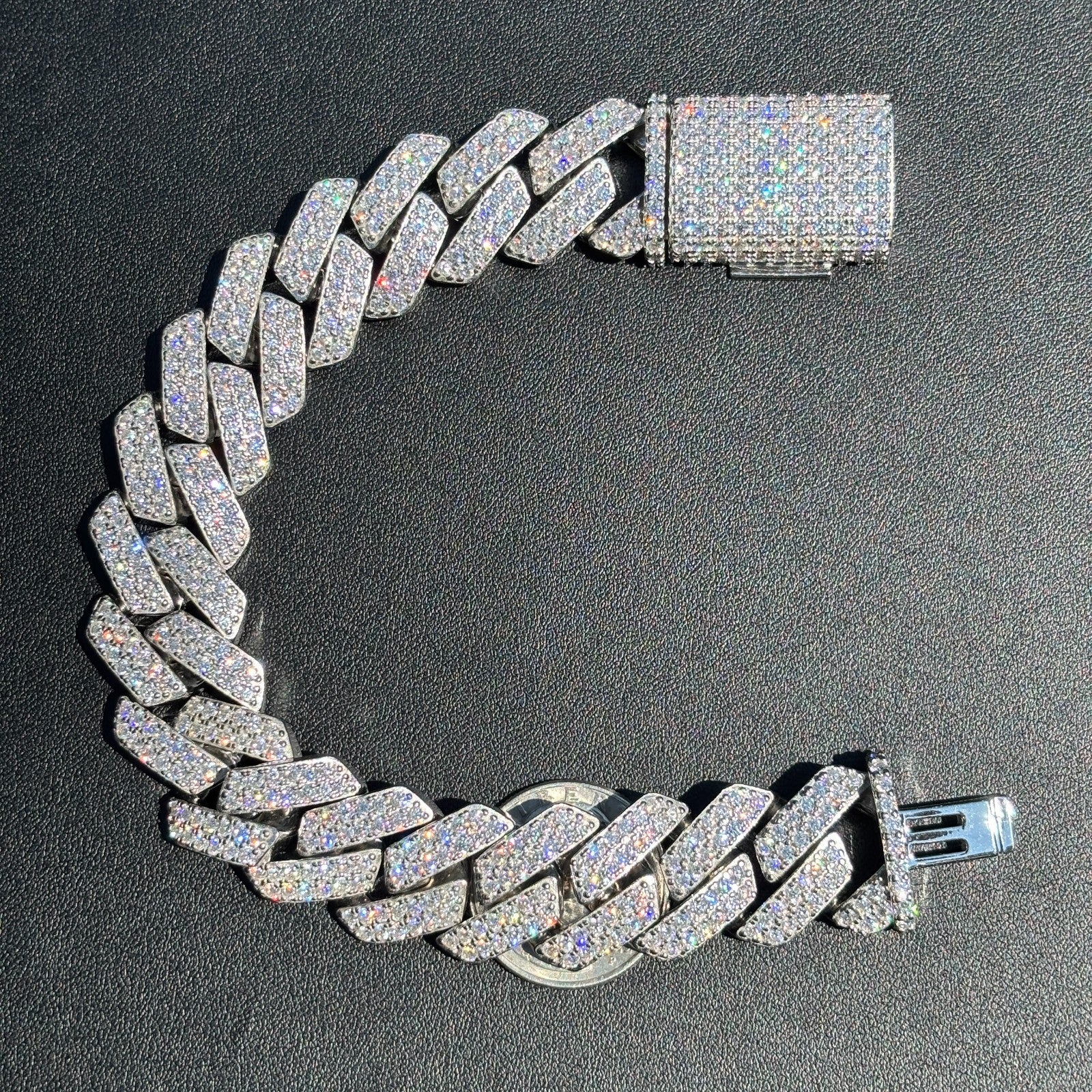925 Sterling Silver 20mm Moissanite Cuban Prong Bracelet - Image 13