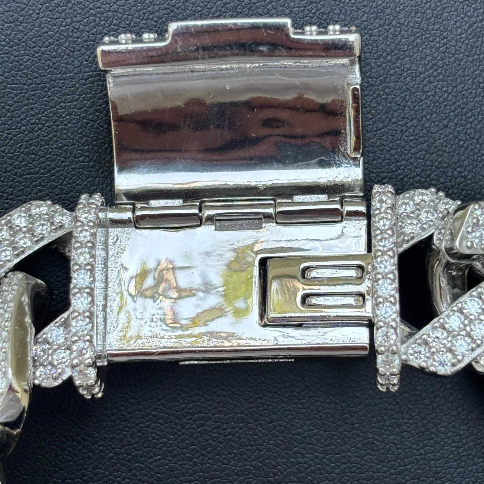 925 Sterling Silver 20mm Moissanite Cuban Prong Bracelet - Image 14