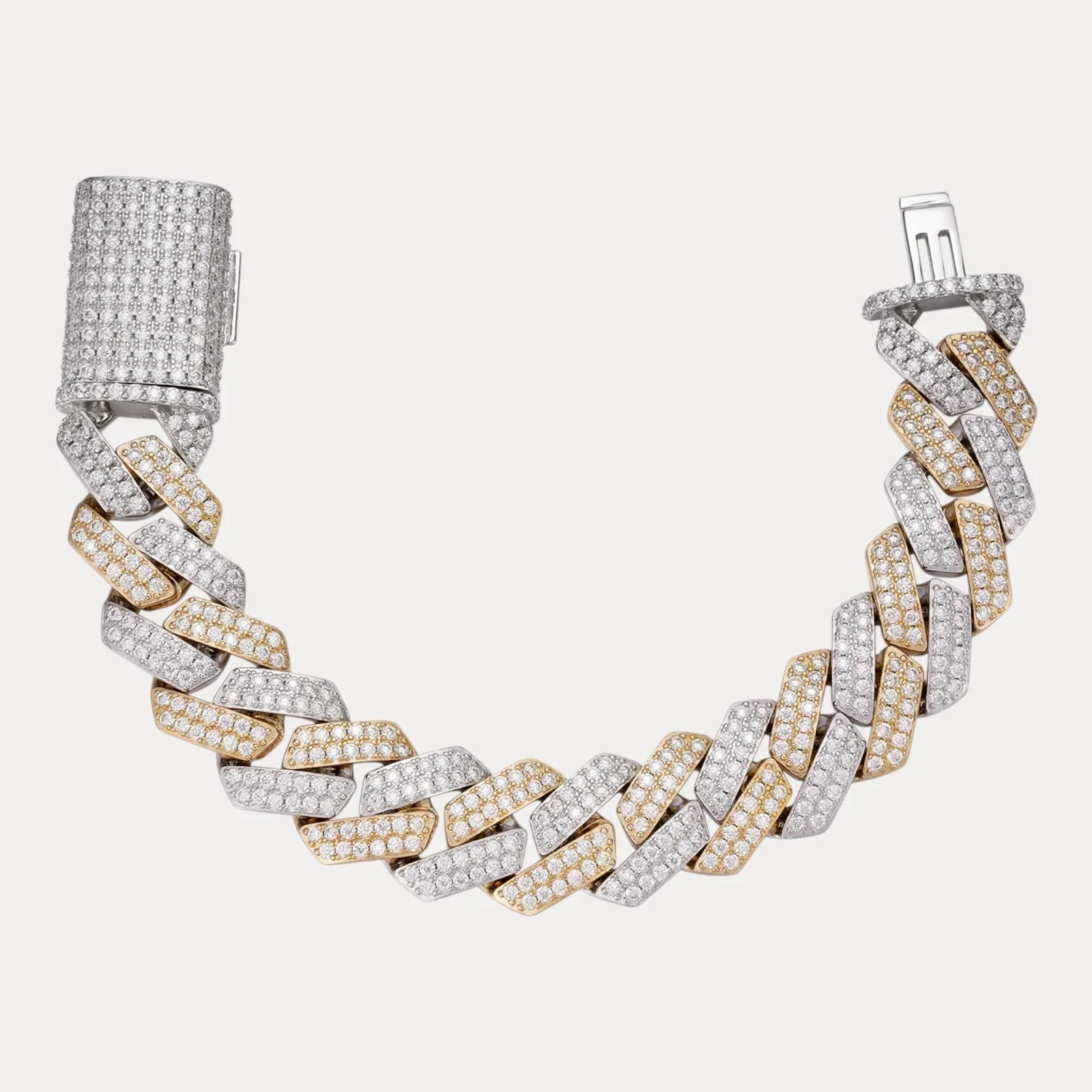 925 Sterling Silver 20mm Moissanite Cuban Prong Bracelet - Image 2
