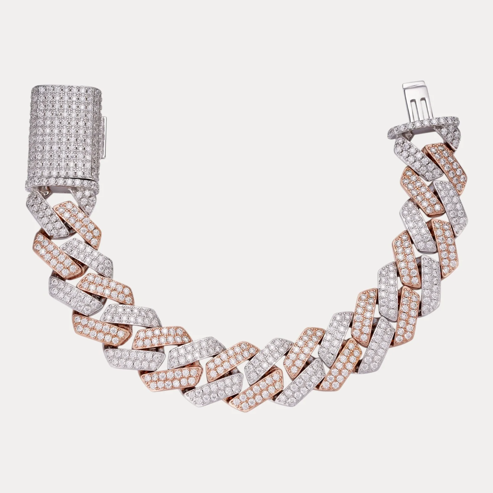 925 Sterling Silver 20mm Moissanite Cuban Prong Bracelet - Image 3