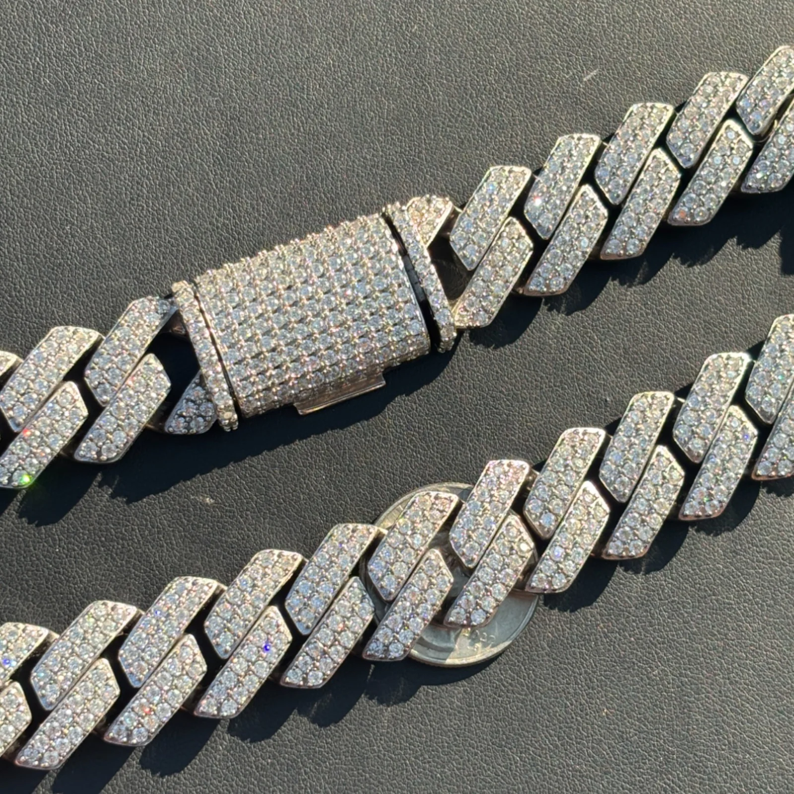 925 Sterling Silver 20mm Moissanite Miami Cuban Prong Chain Necklace - Image 14