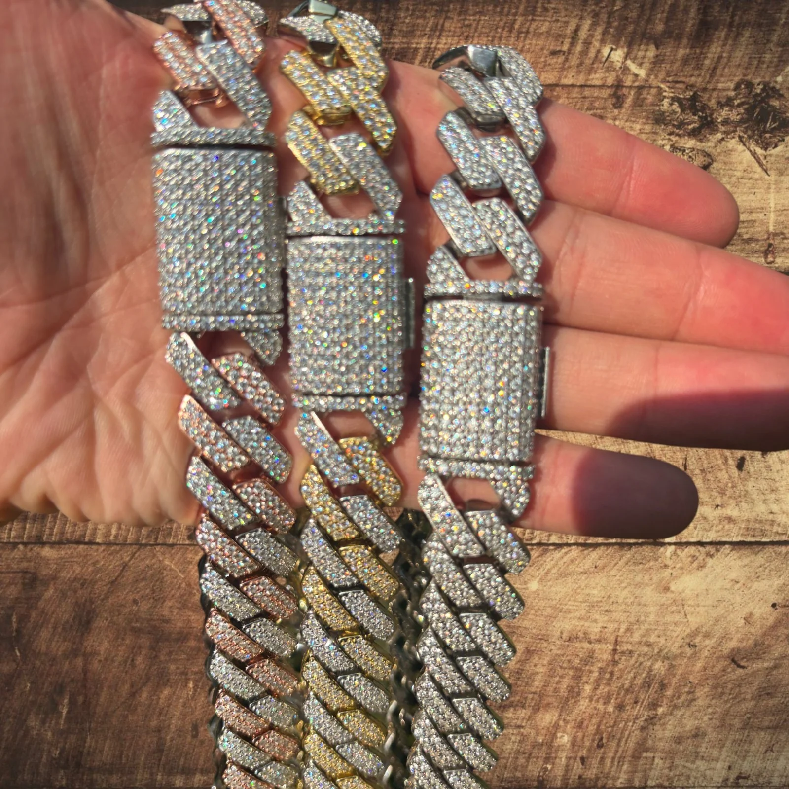 925 Sterling Silver 20mm Moissanite Miami Cuban Prong Chain Necklace - Image 5