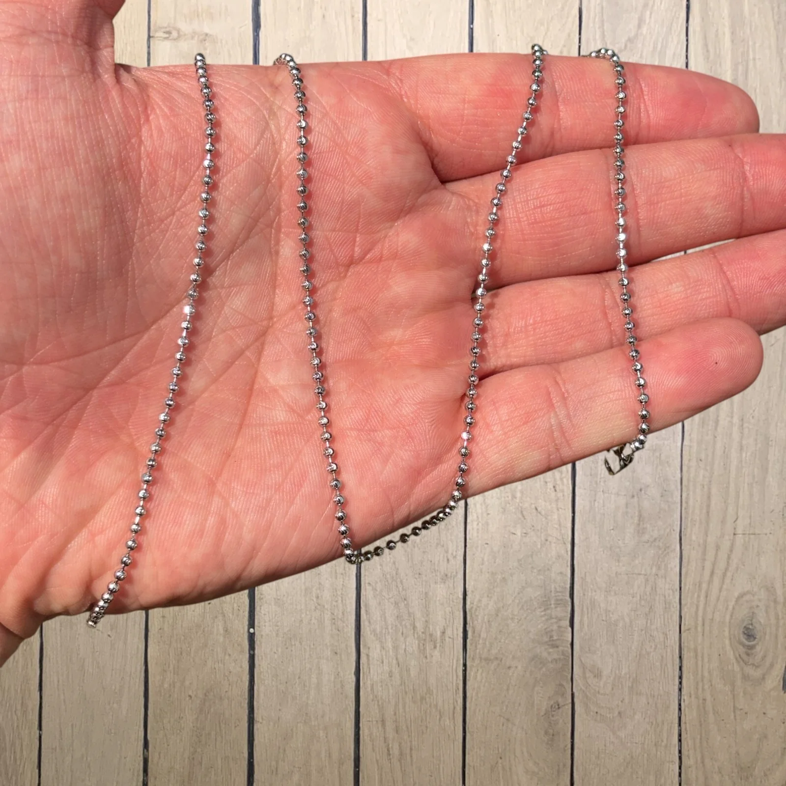 925 Sterling Silver 2mm Bead Chain Necklace - Image 4