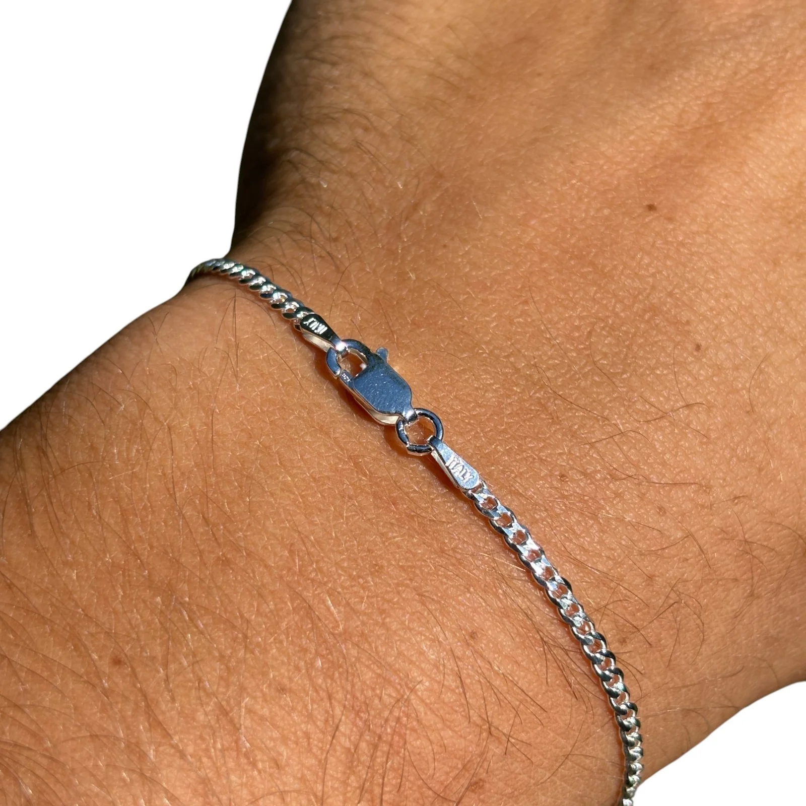 925 Sterling Silver 2mm Curb Bracelet - Image 12