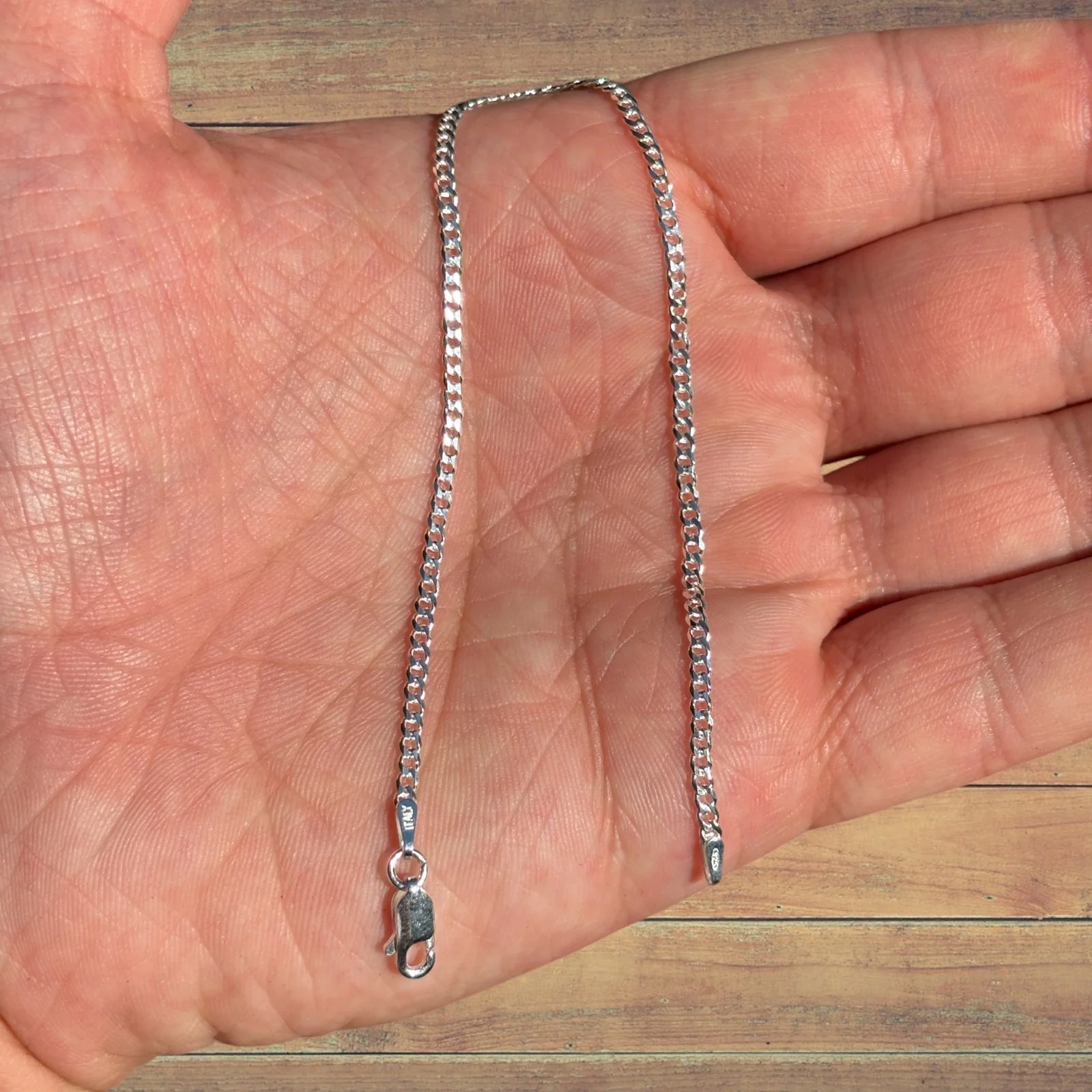 925 Sterling Silver 2mm Curb Bracelet - Image 4