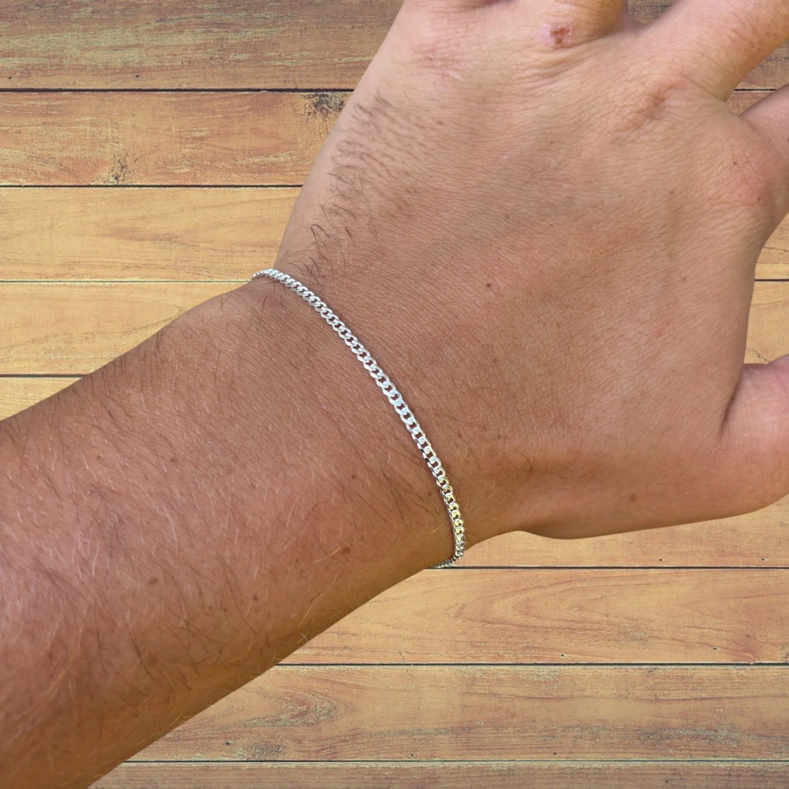 925 Sterling Silver 2mm Curb Bracelet - Image 6