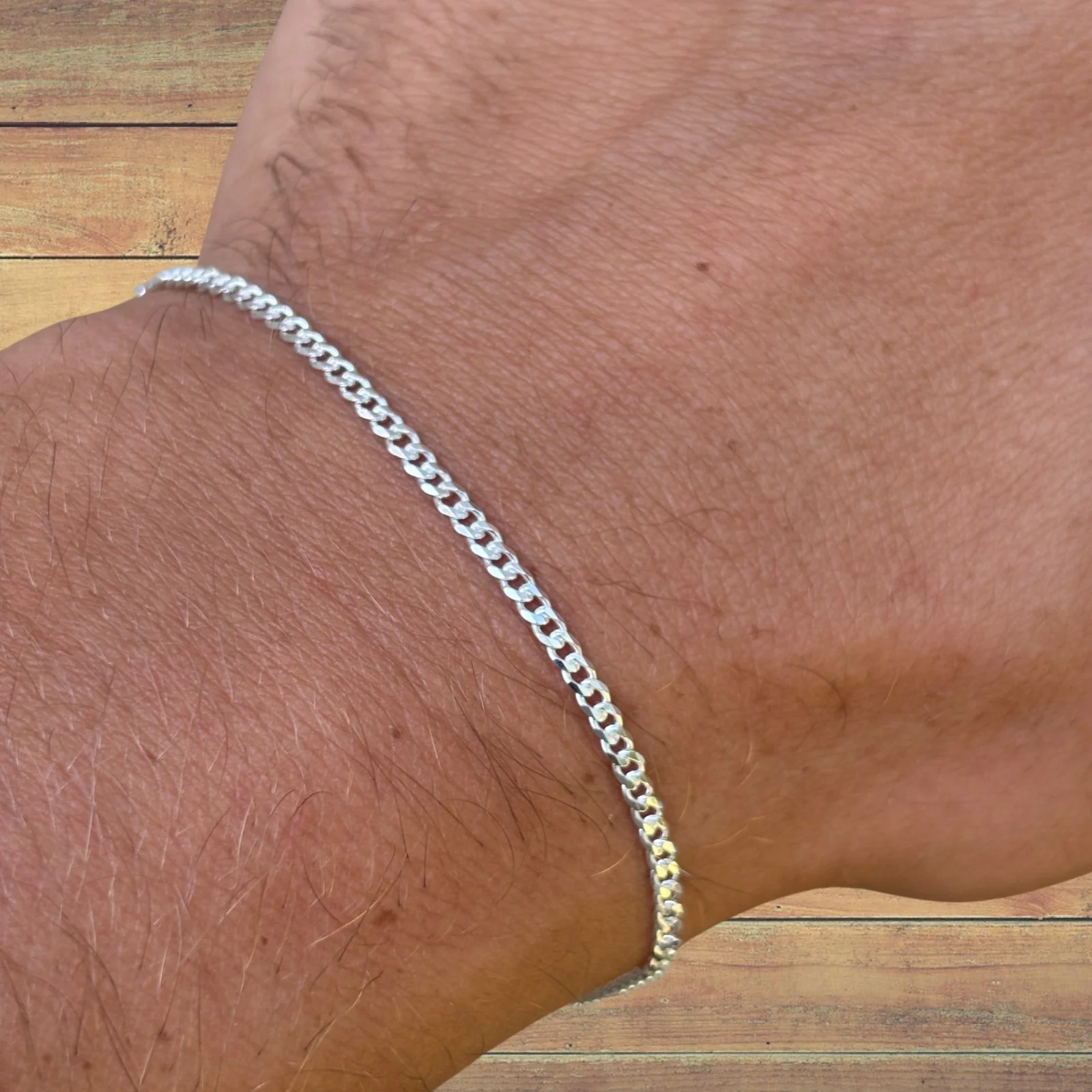 925 Sterling Silver 2mm Curb Bracelet - Image 8