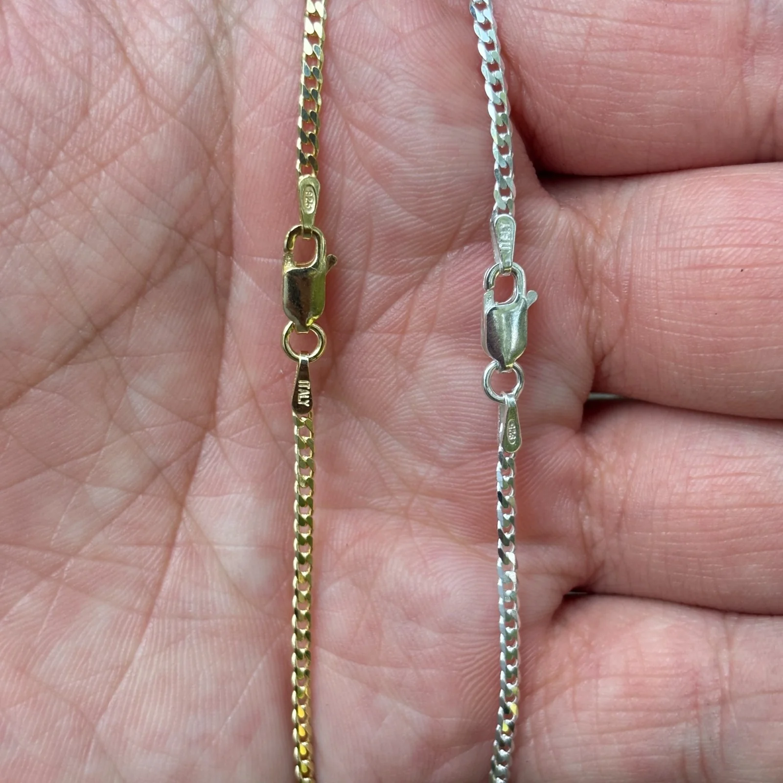 925 Sterling Silver 2mm Curb Chain Necklace - Image 7