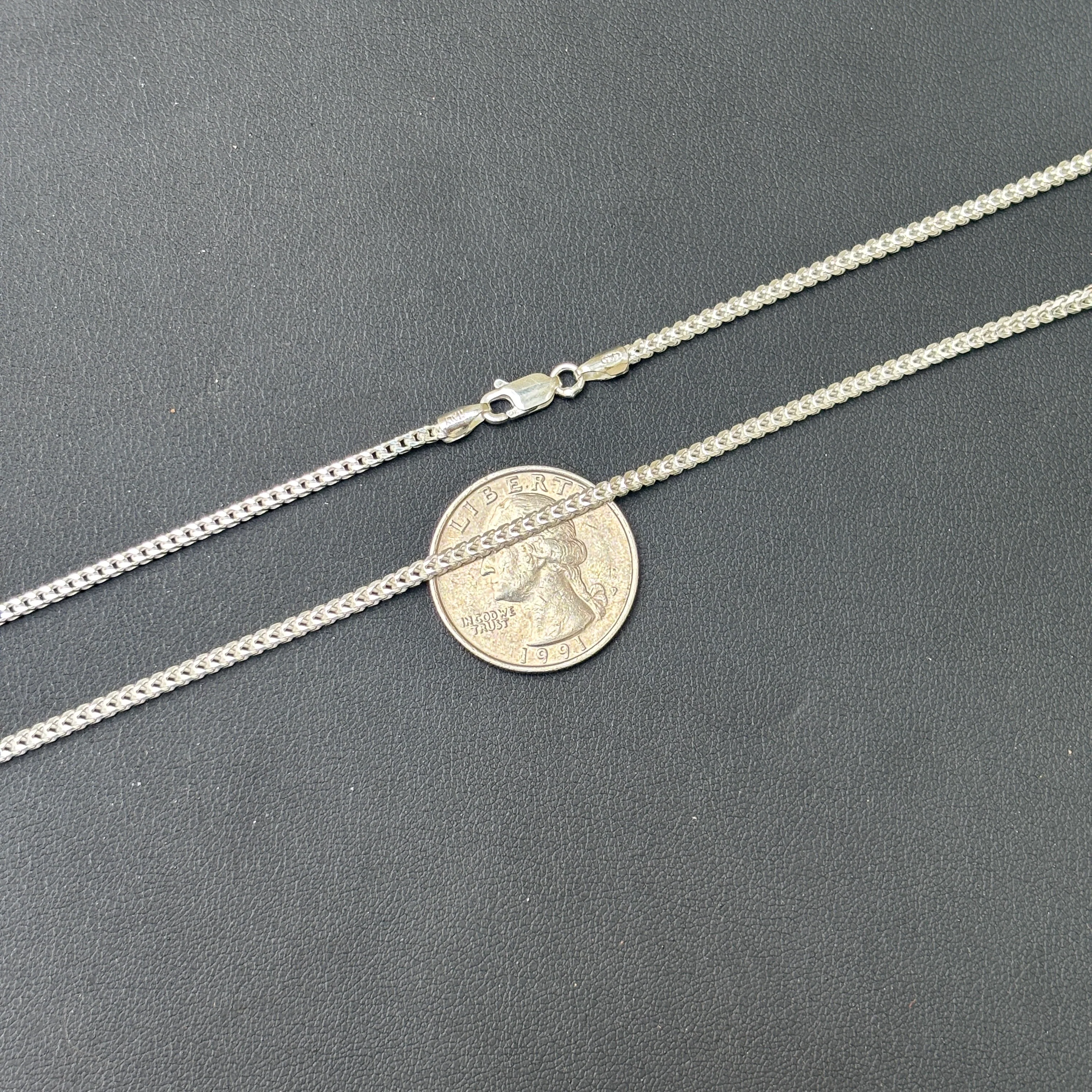 925 Sterling Silver 2mm Franco Chain Necklace - Image 11