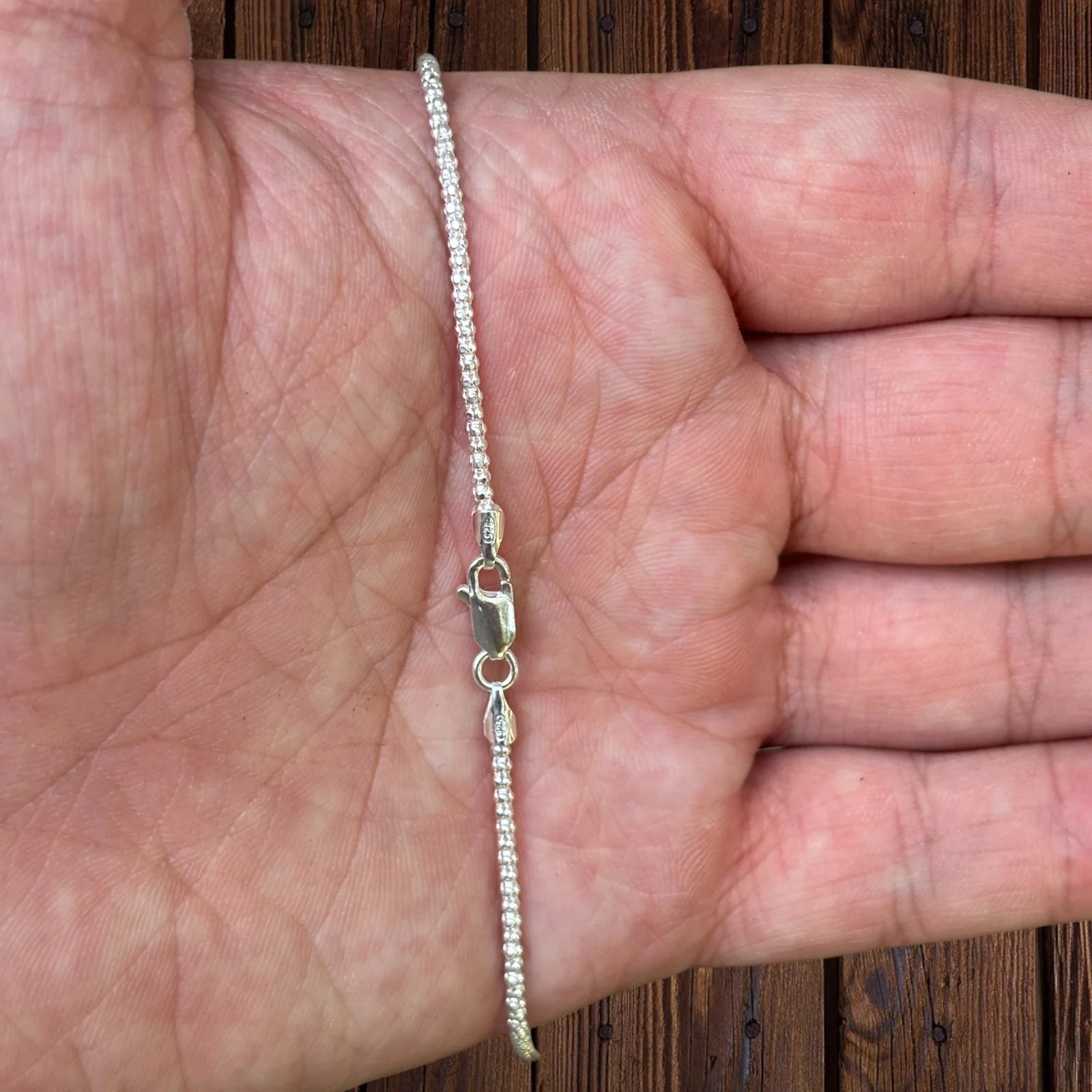 925 Sterling Silver 2mm Popcorn Ice Link Chain Necklace - Image 5