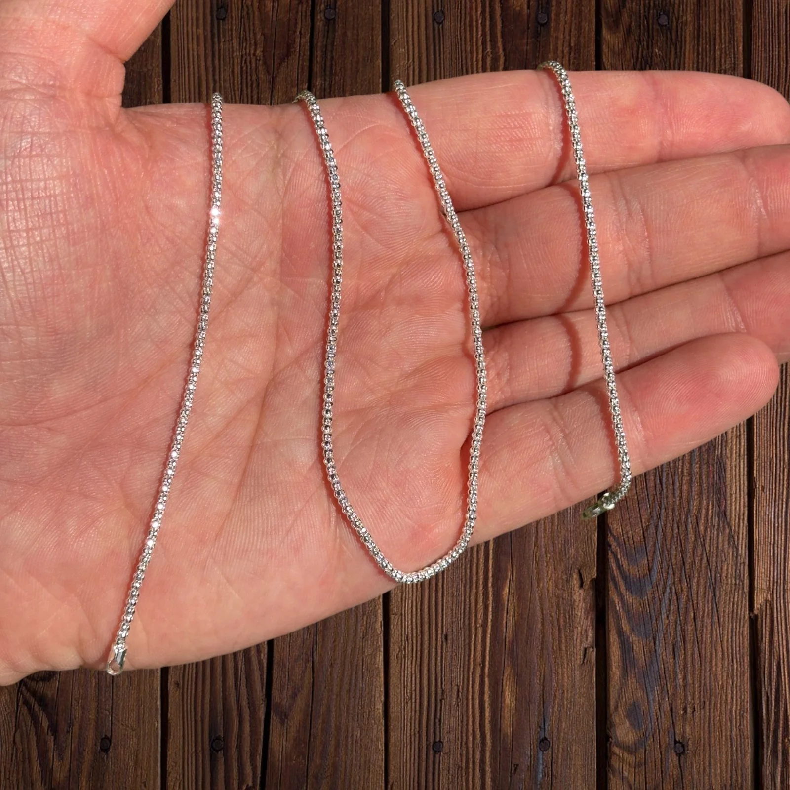 925 Sterling Silver 2mm Popcorn Ice Link Chain Necklace - Image 7
