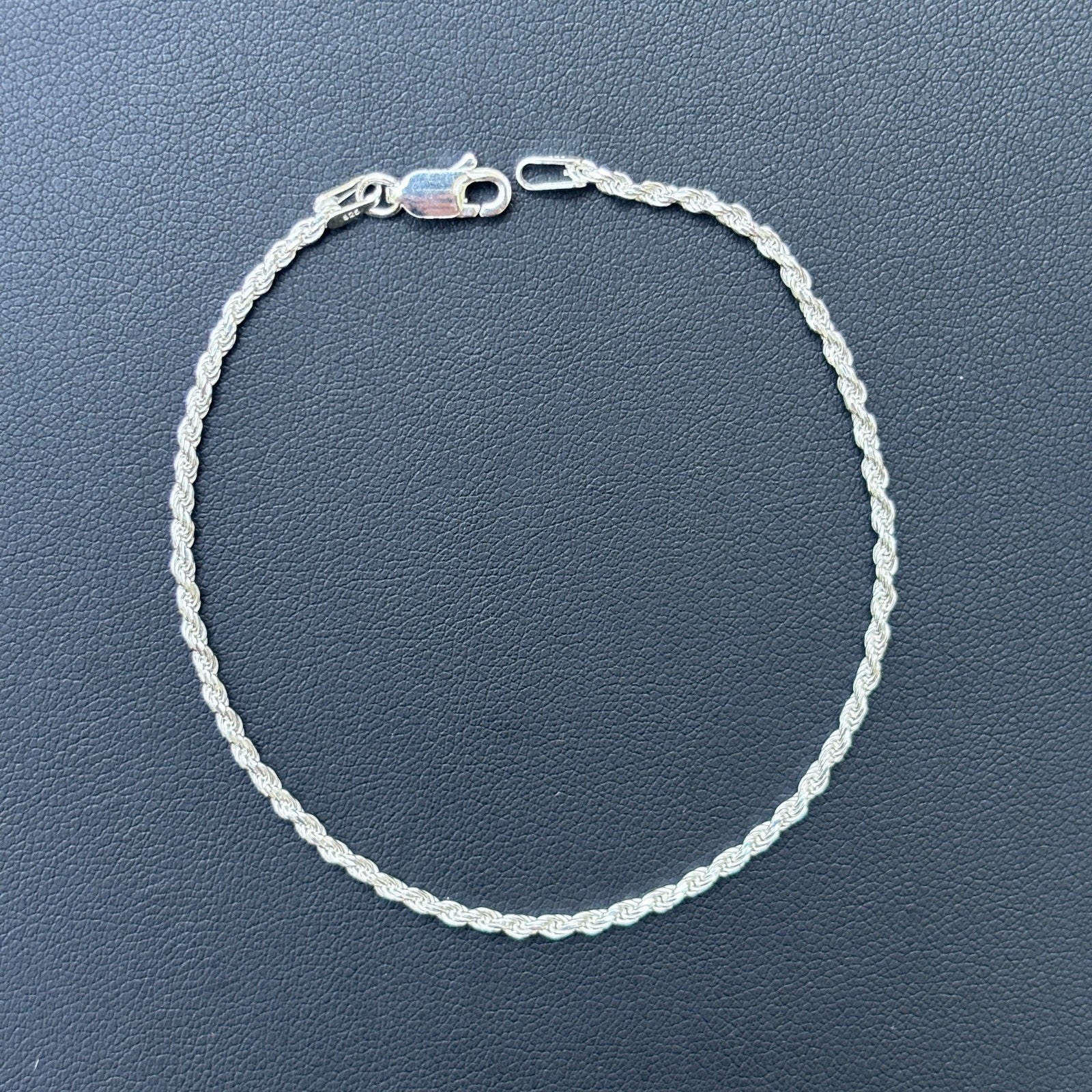 925 Sterling Silver 2mm Diamond Cut Rope Bracelet - Image 12