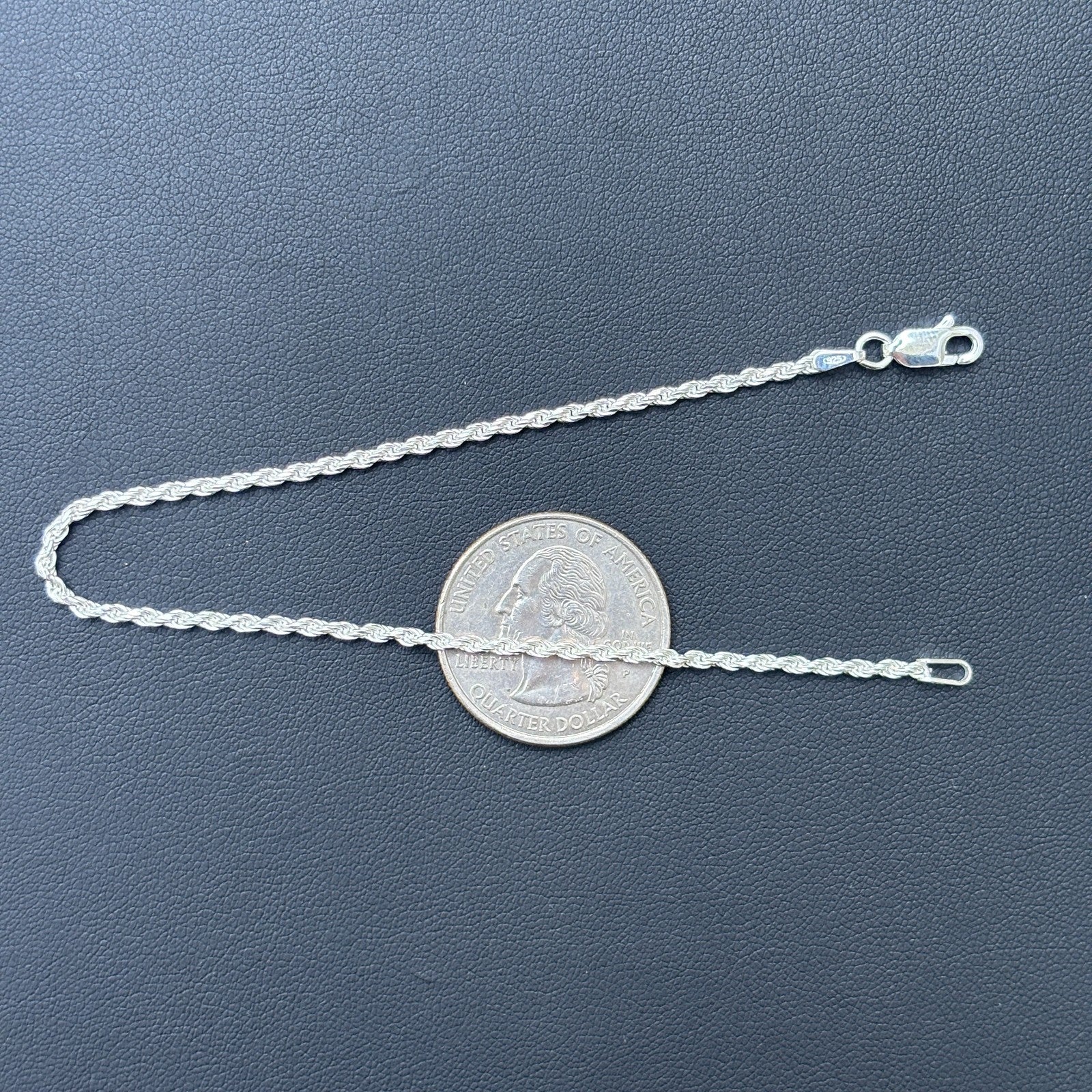 925 Sterling Silver 2mm Diamond Cut Rope Bracelet - Image 13