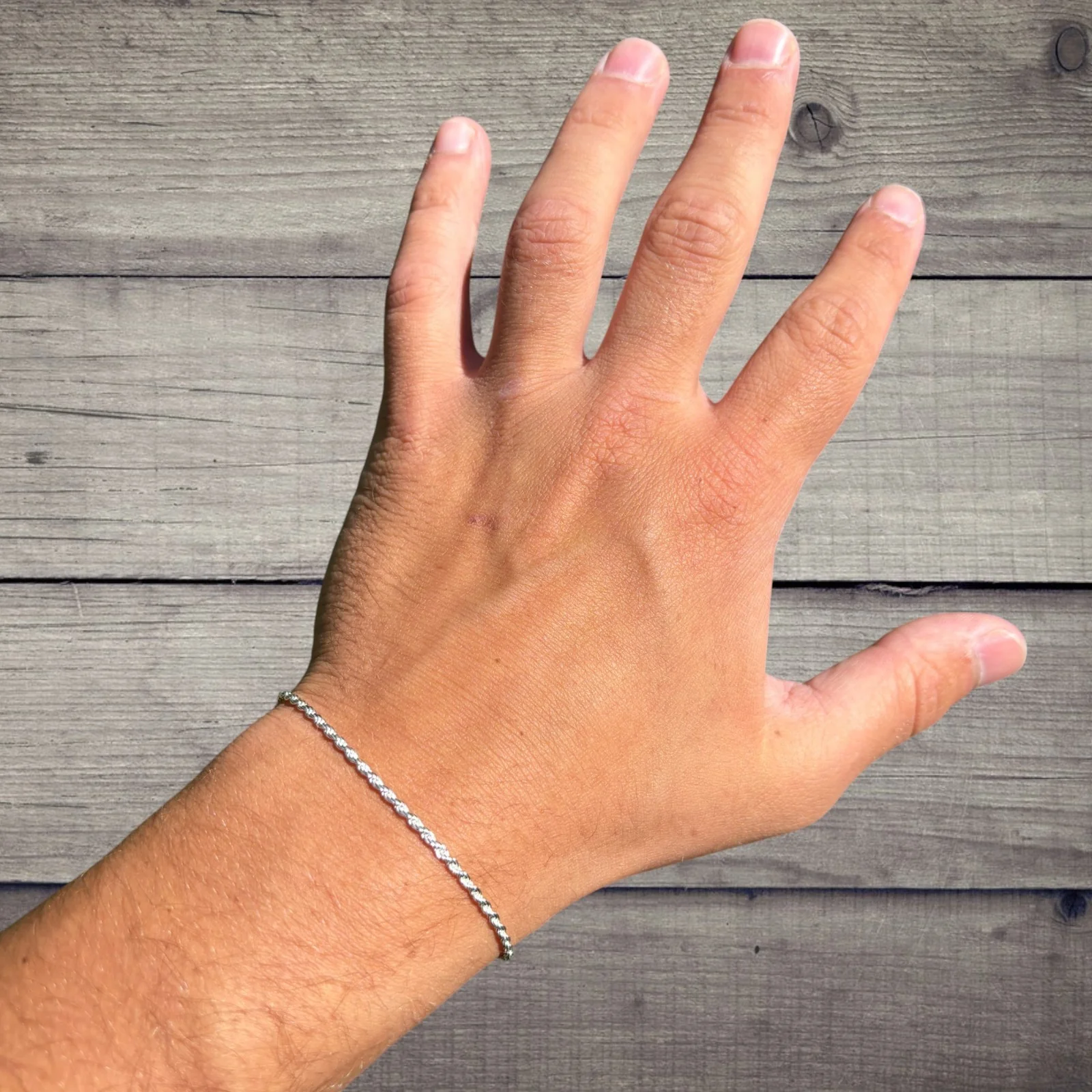 925 Sterling Silver 2mm Diamond Cut Rope Bracelet - Image 8